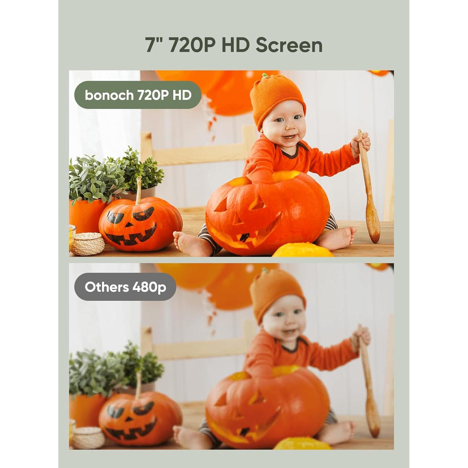 Monitor de Bebé 7" HD bonoch BBM31, 720p, Batería 6000mAh