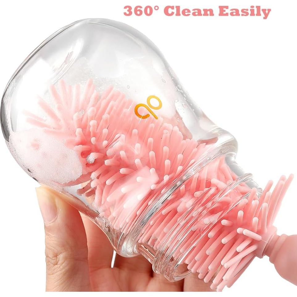 Kit de Cepillos para Biberones 6 en 1 Onluckdeer Rosa