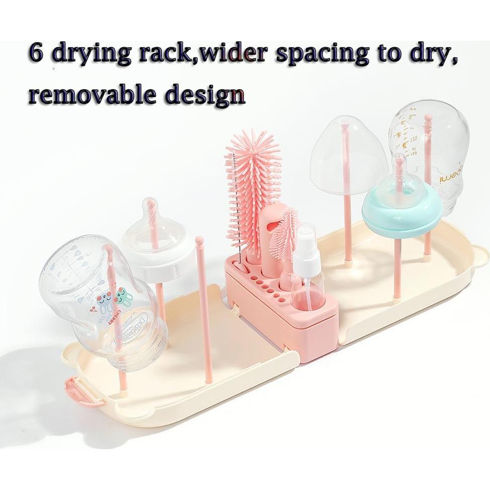 Kit de Cepillos para Biberones 6 en 1 Onluckdeer Rosa