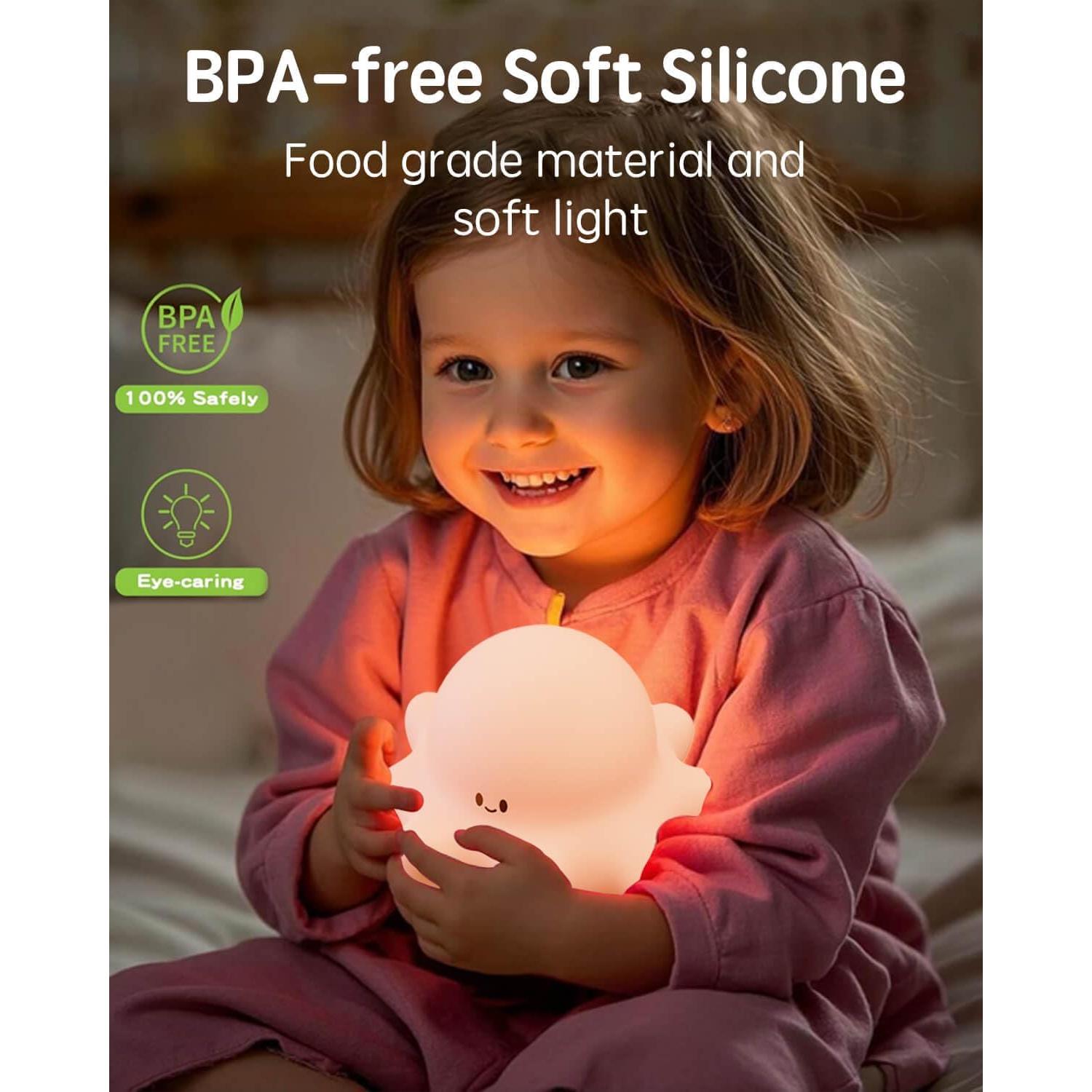 Luz Nocturna Recargable Lustrinex Pulpo Silicona USB 12cm