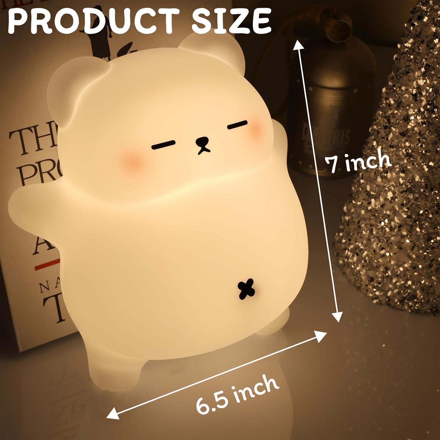 Luz Nocturna Oso Dormilón FRDEV, Silicona Suave, Recargable