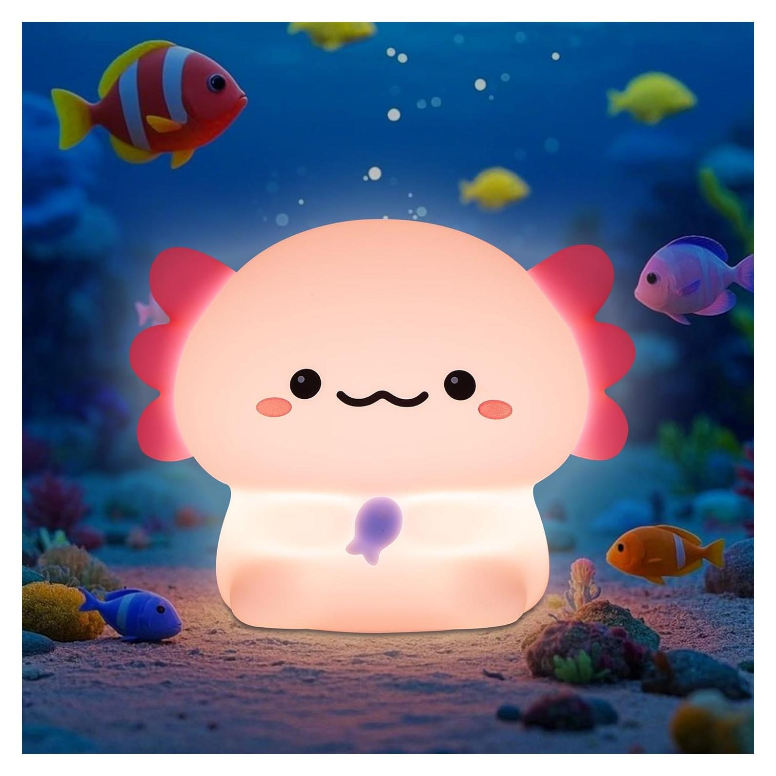 Luz Nocturna Axolote YuanDian Silicona 17cm Control Táctil