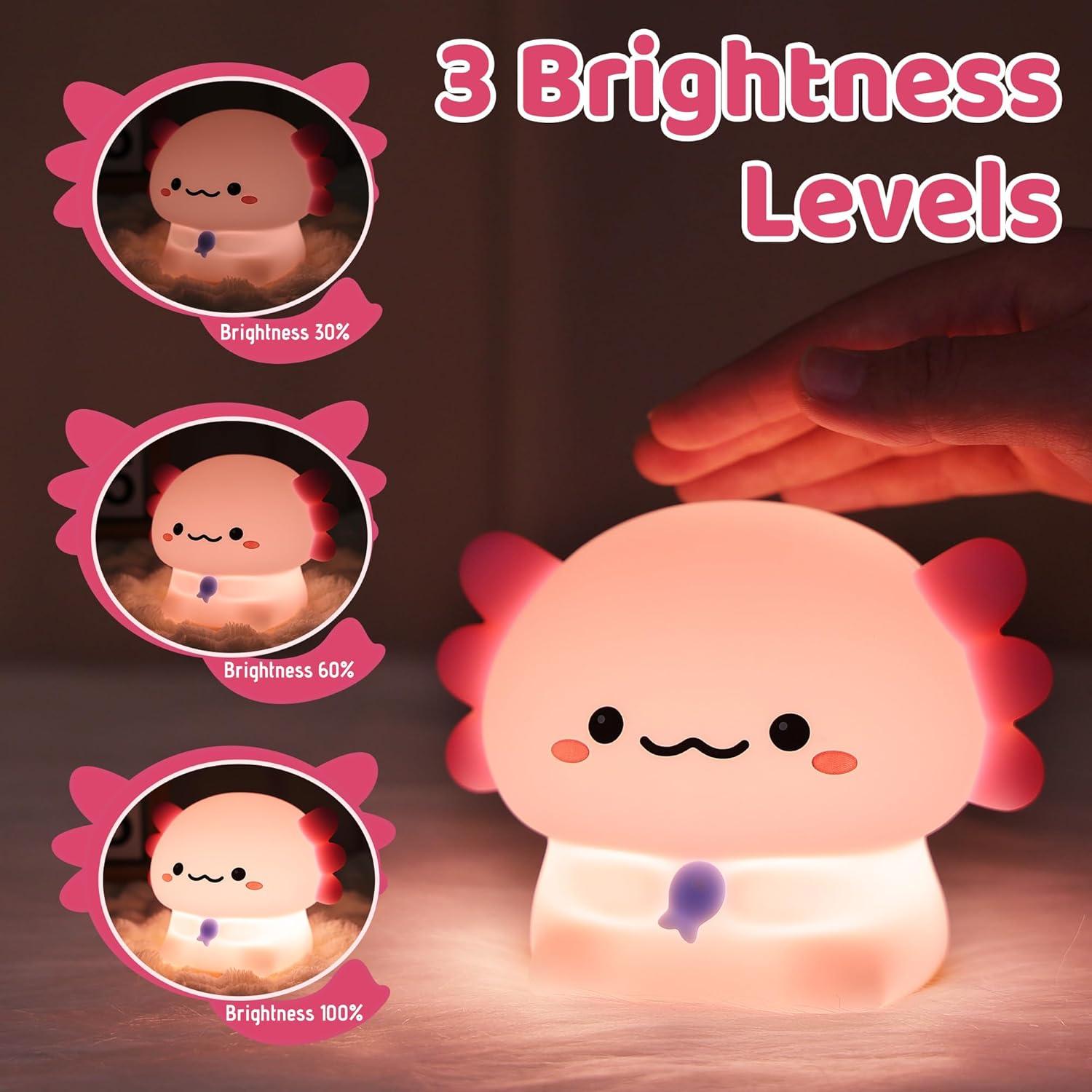 Luz Nocturna Axolote YuanDian Silicona 17cm Control Táctil