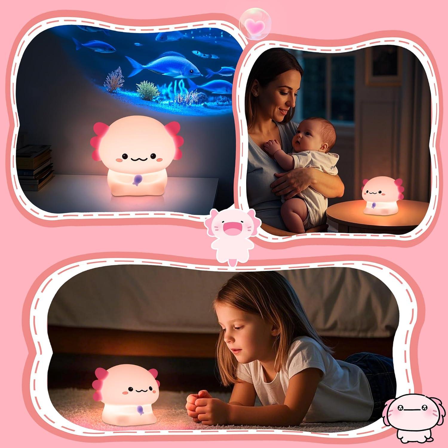 Luz Nocturna Axolote YuanDian Silicona 17cm Control Táctil