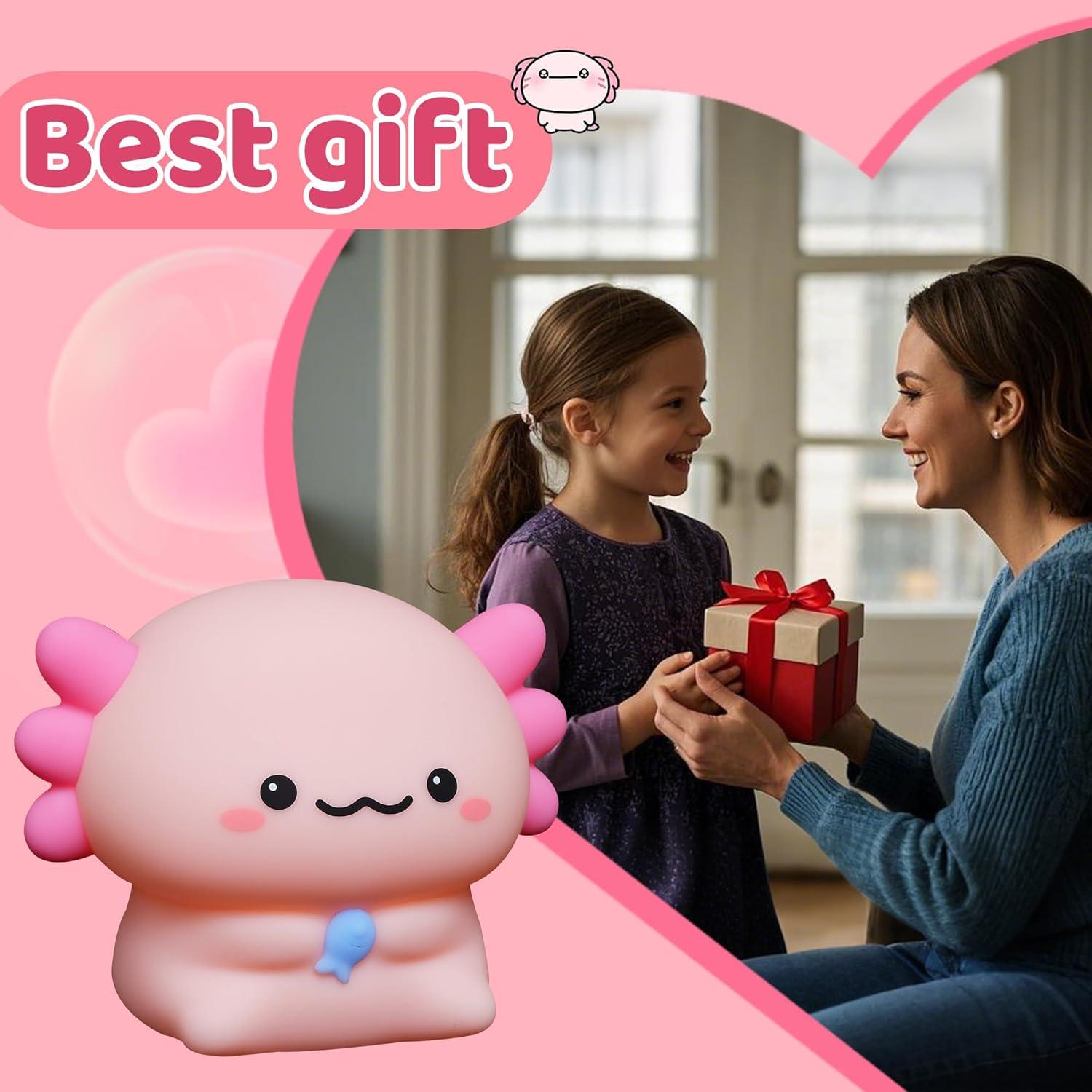 Luz Nocturna Axolote YuanDian Silicona 17cm Control Táctil