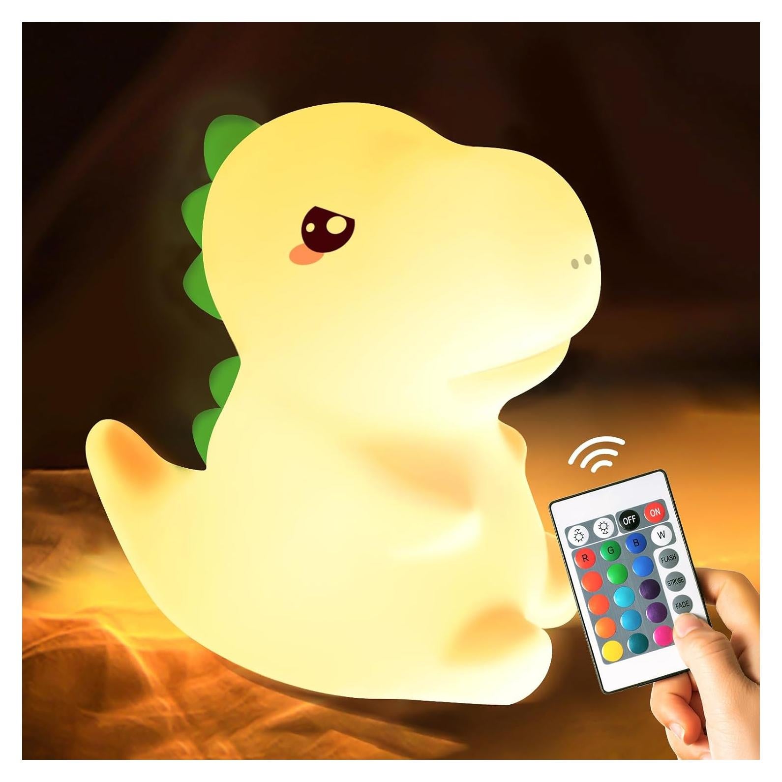 Lámpara Nocturna Dinosaurio One Fire, Recargable USB 16 Colores