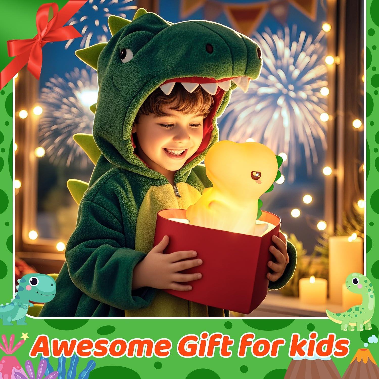 Lámpara Nocturna Dinosaurio One Fire, Recargable USB 16 Colores