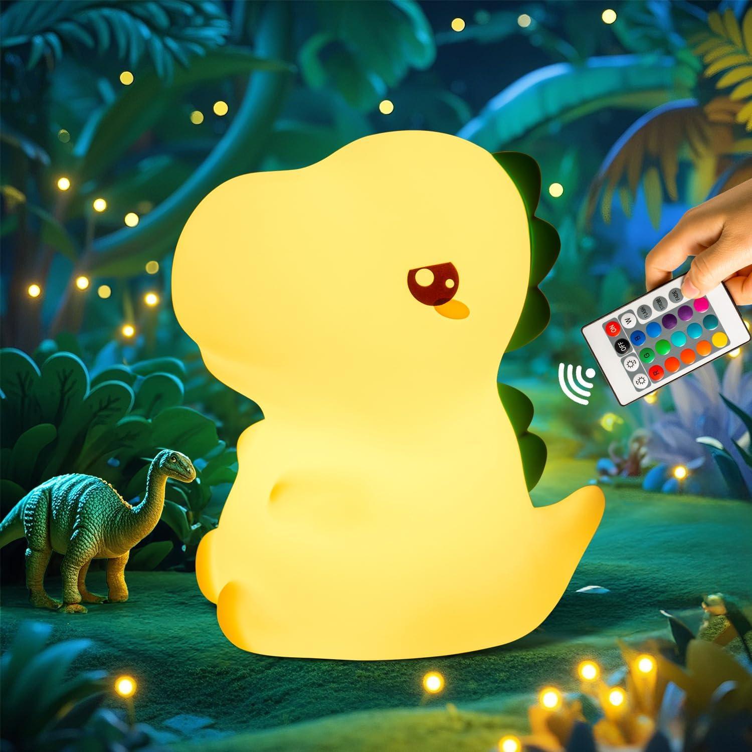 Lámpara Nocturna Dinosaurio One Fire, Recargable USB 16 Colores