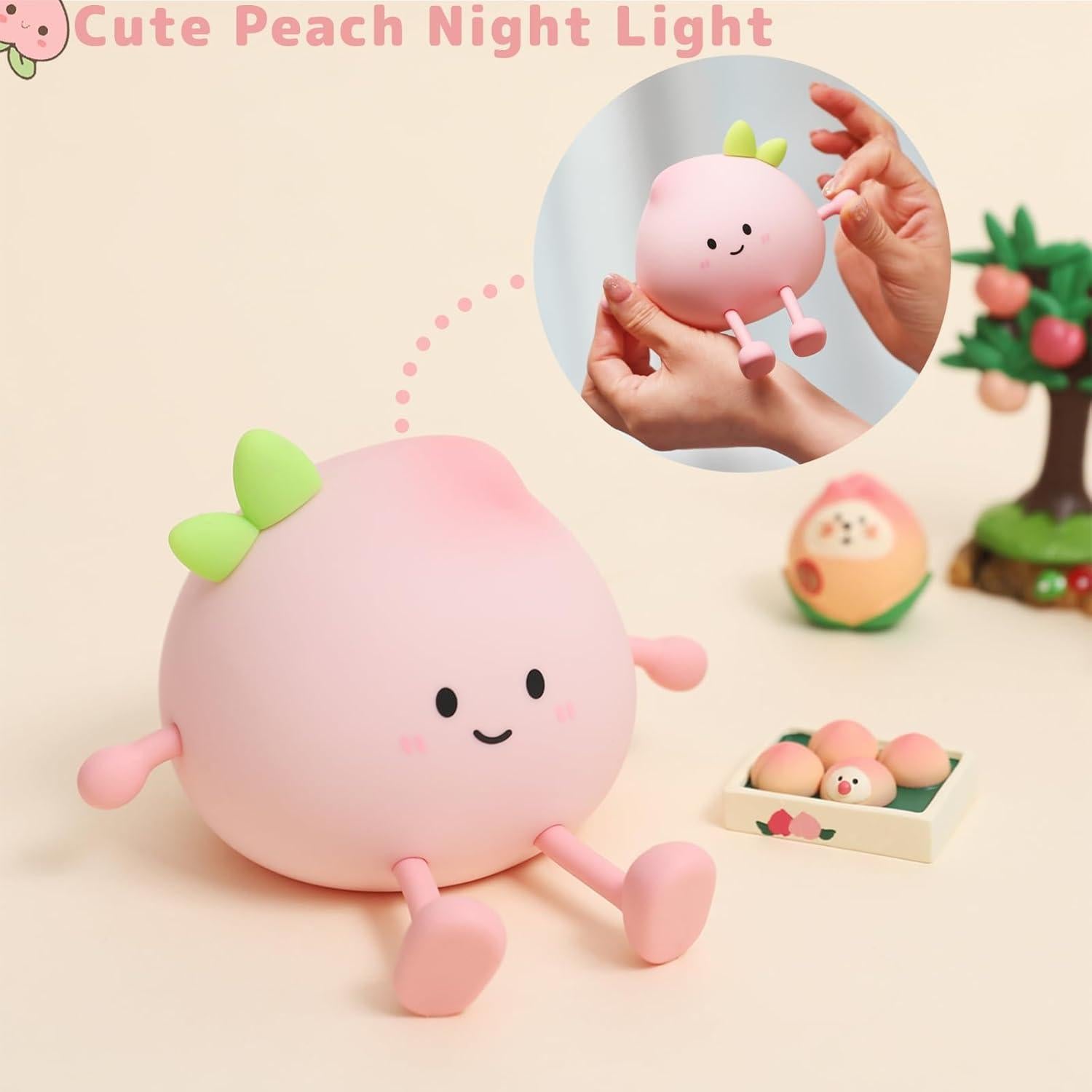 Luz Nocturna AVEKI Durazno Rosa Silicona Recargable 3 Niveles