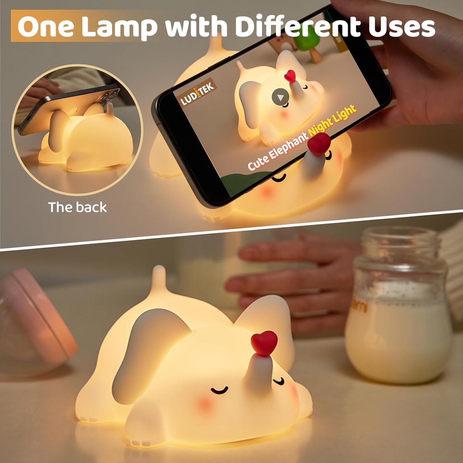 Luz Nocturna Elefante Luditek Recargable 3 Brillos 12.7cm