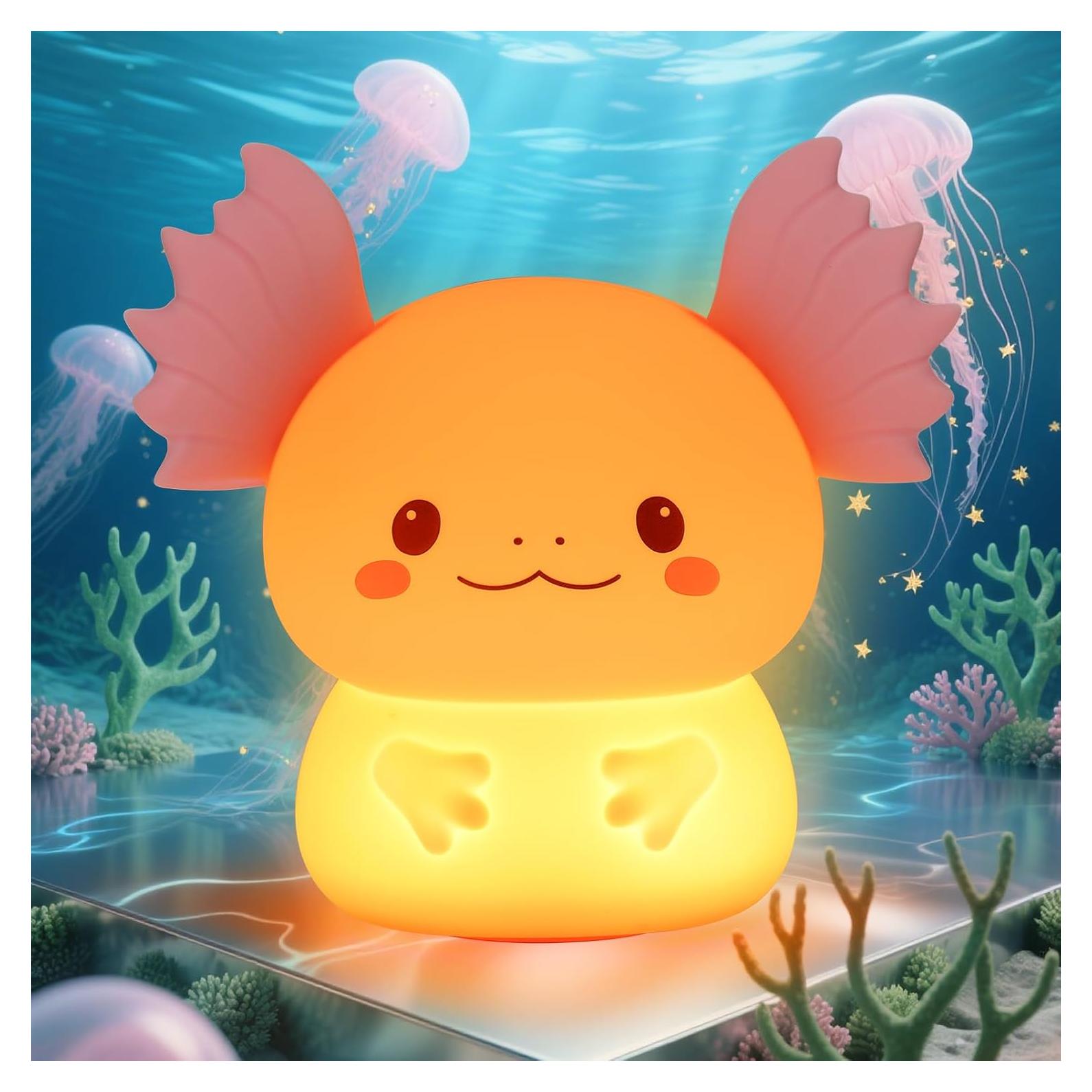 Luz Nocturna Axolote Ollycasa Recargable 3 Niveles Brillo