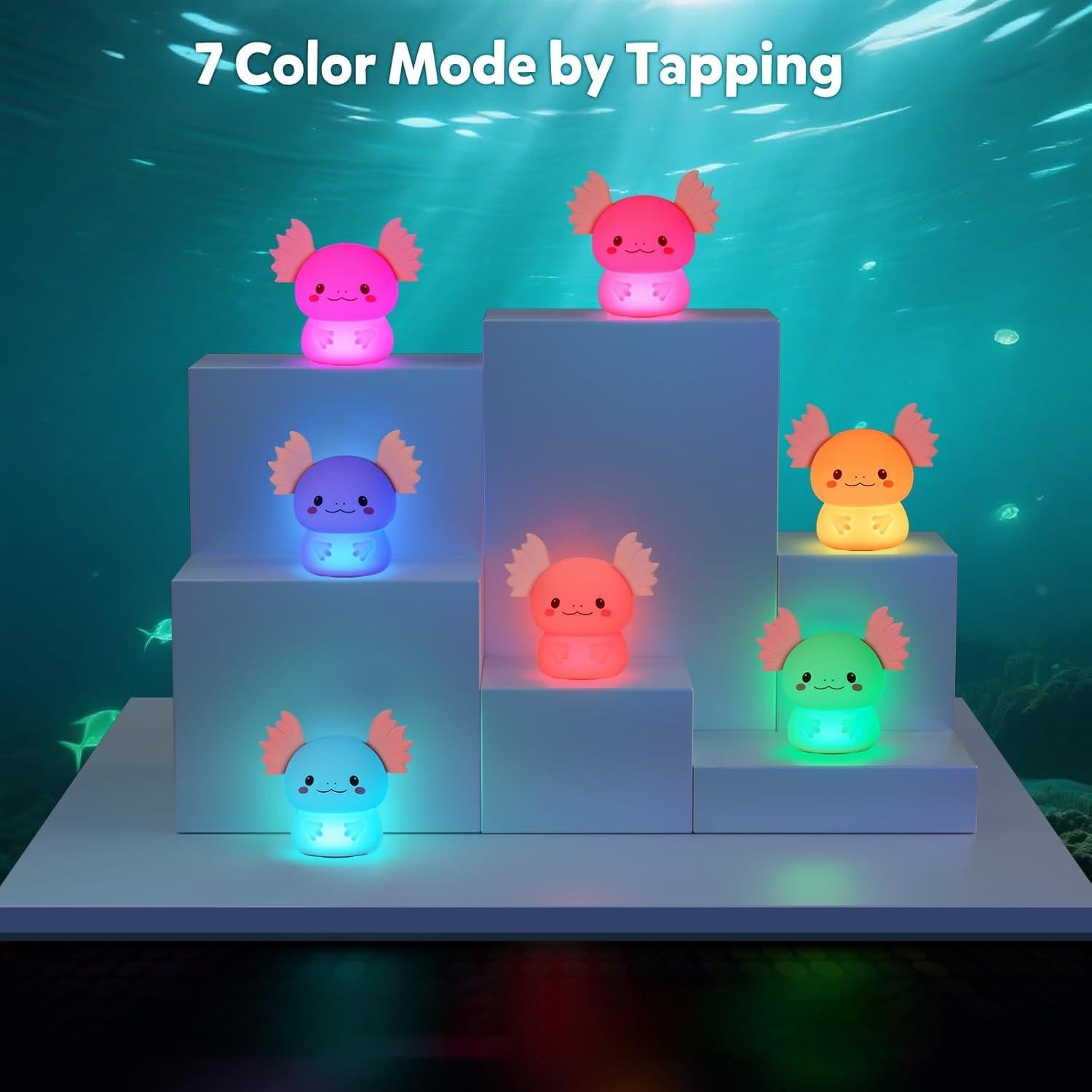 Luz Nocturna Axolote Ollycasa Recargable 3 Niveles Brillo