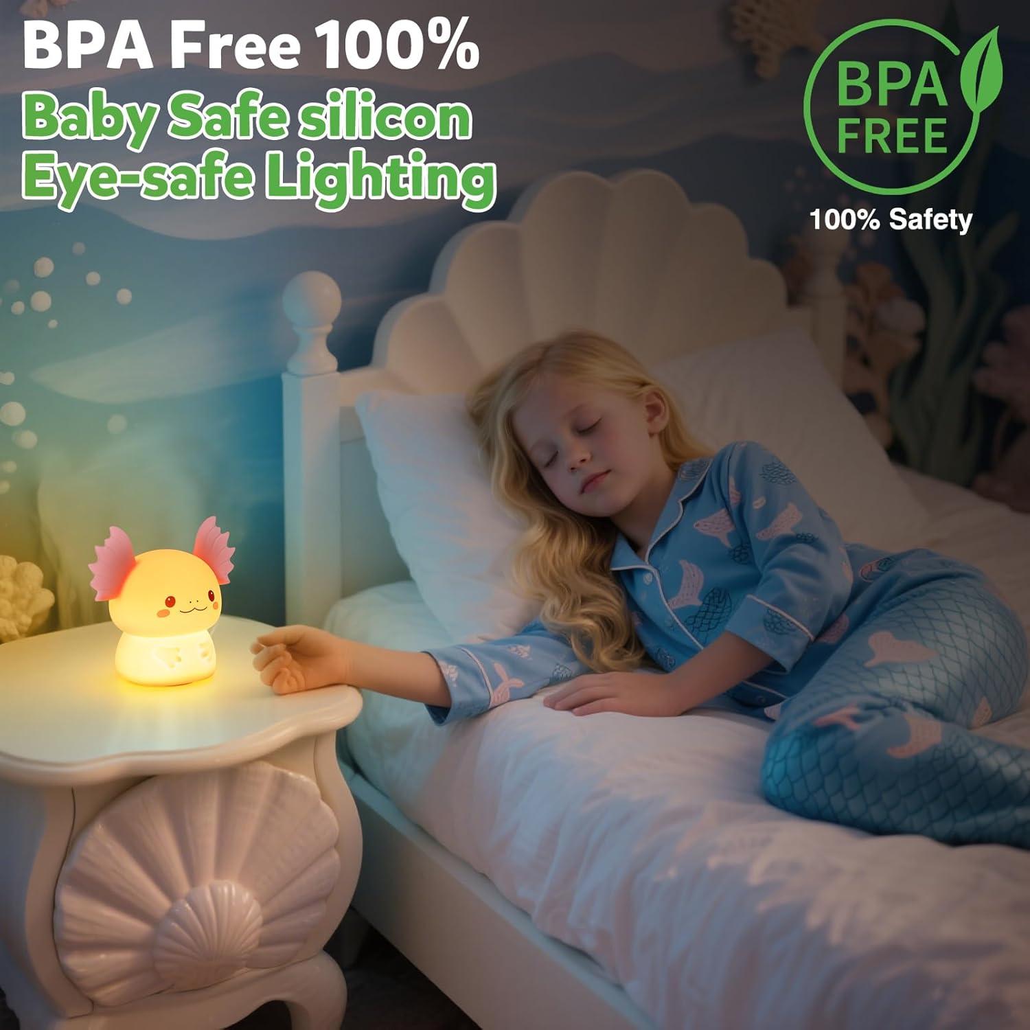 Luz Nocturna Axolote Ollycasa Recargable 3 Niveles Brillo