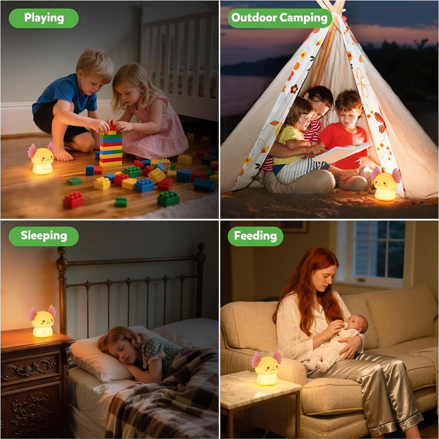 Luz Nocturna Axolote Ollycasa Recargable 3 Niveles Brillo