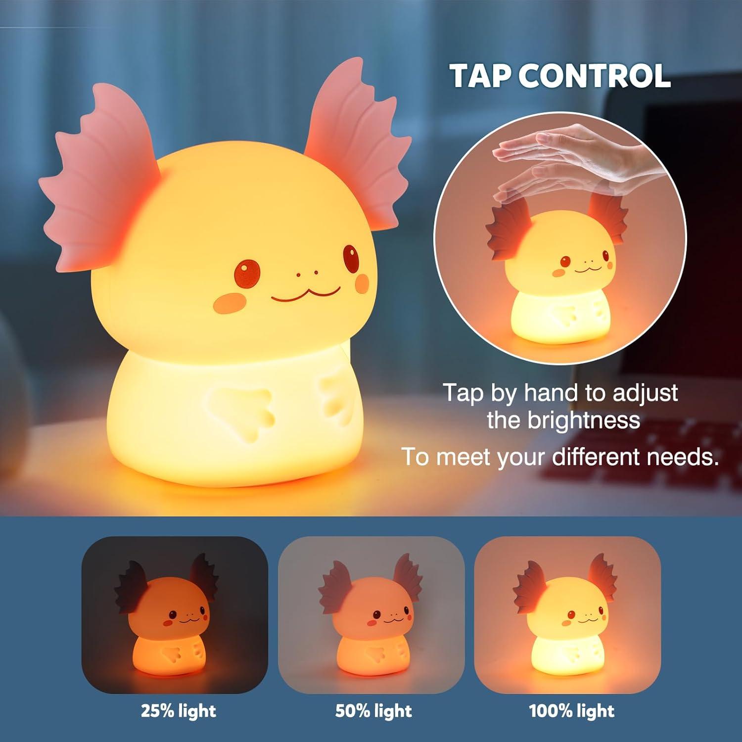 Luz Nocturna Axolote Ollycasa Recargable 3 Niveles Brillo