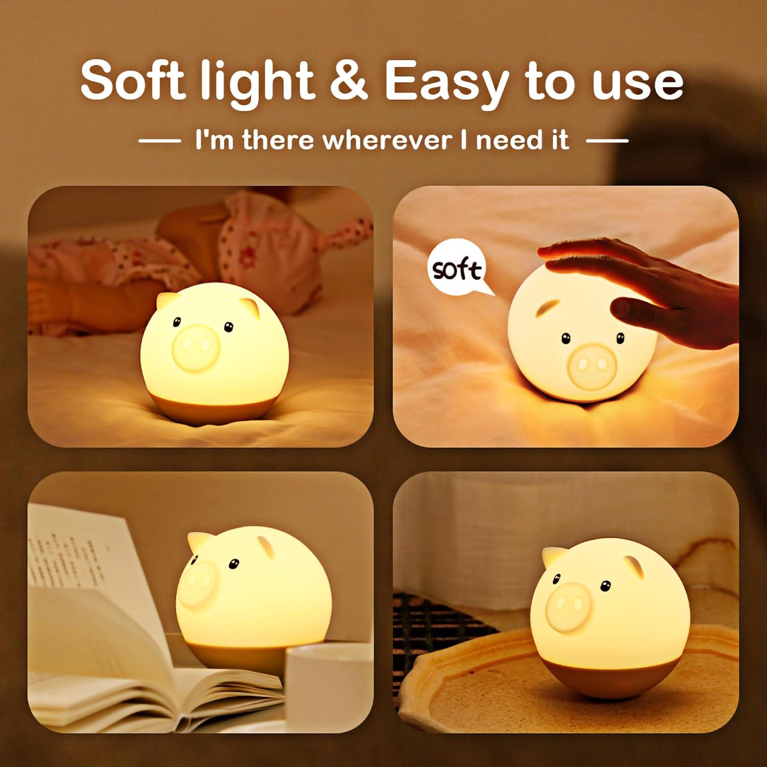 Luz Nocturna Táctil Roly Poly Cerdo GANGULITO LED Recargable