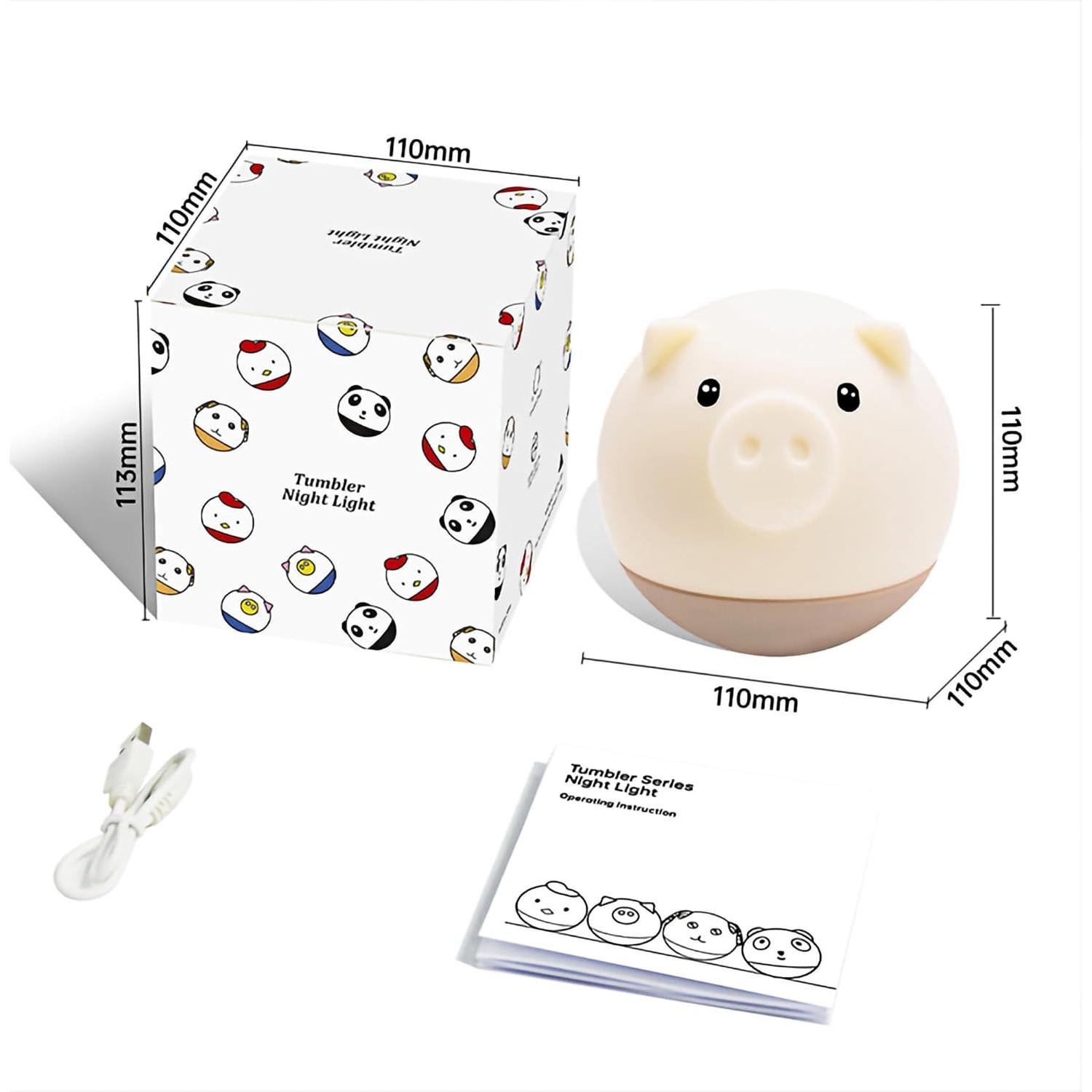 Luz Nocturna Táctil Roly Poly Cerdo GANGULITO LED Recargable