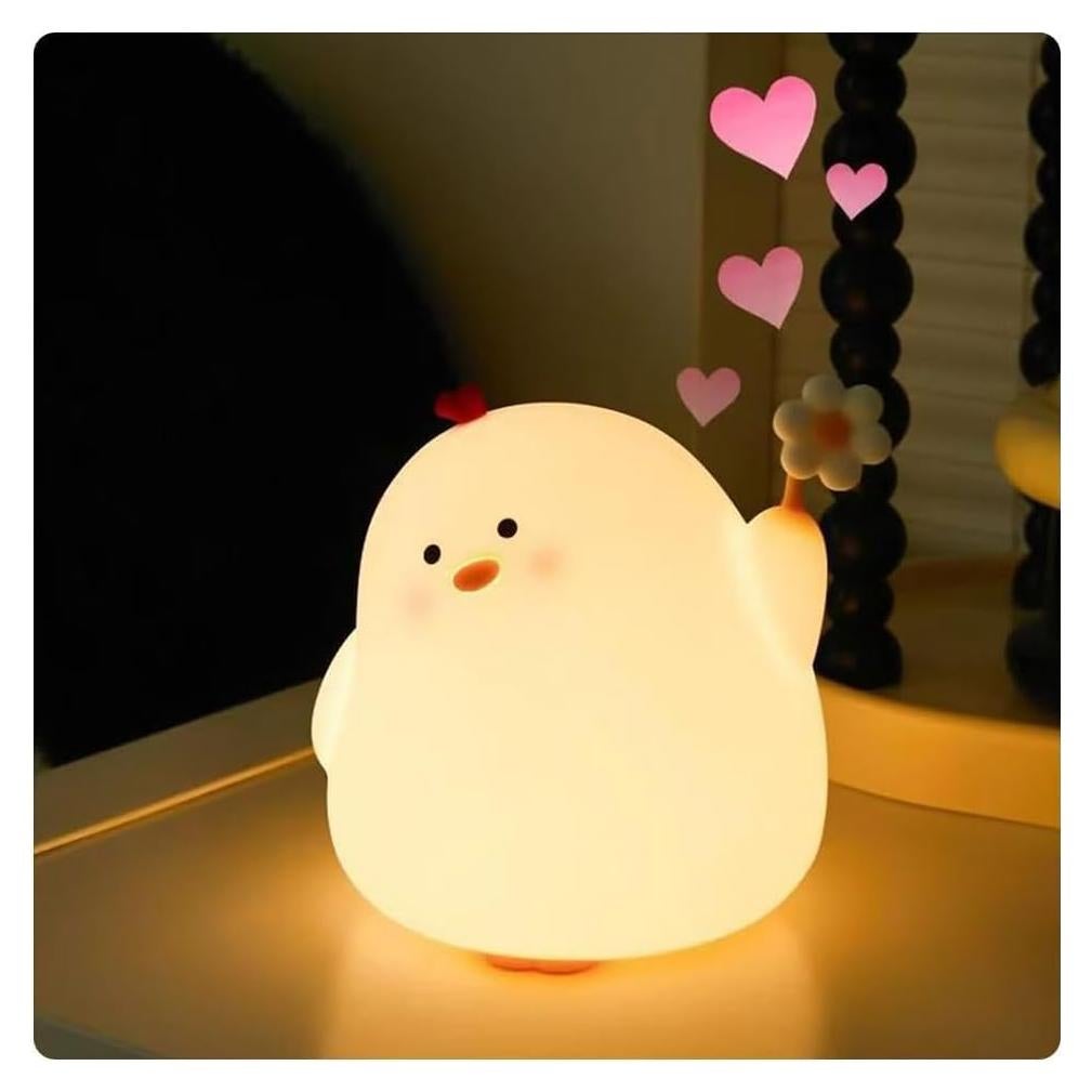 Lámpara de Noche LED Icotoibabie Pollo de Flor 3 Niveles Luz