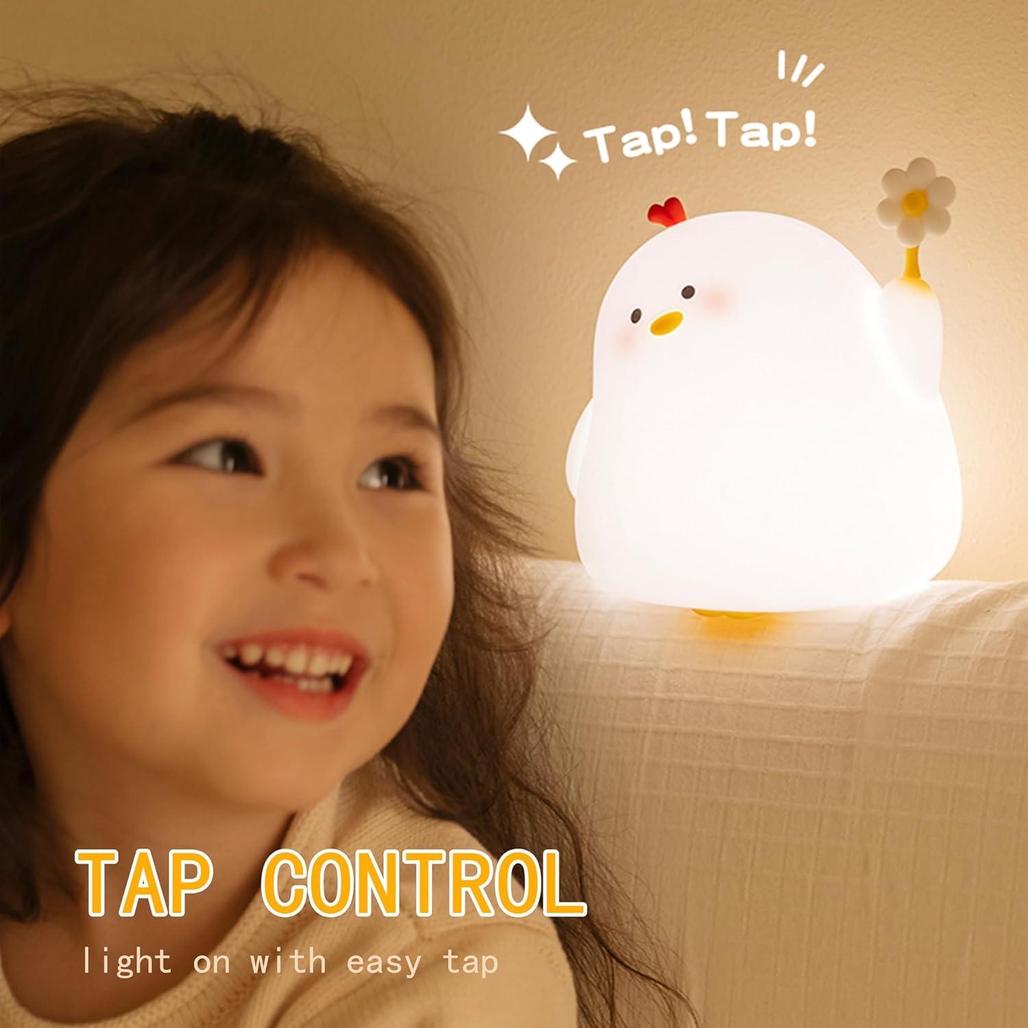 Lámpara de Noche LED Icotoibabie Pollo de Flor 3 Niveles Luz