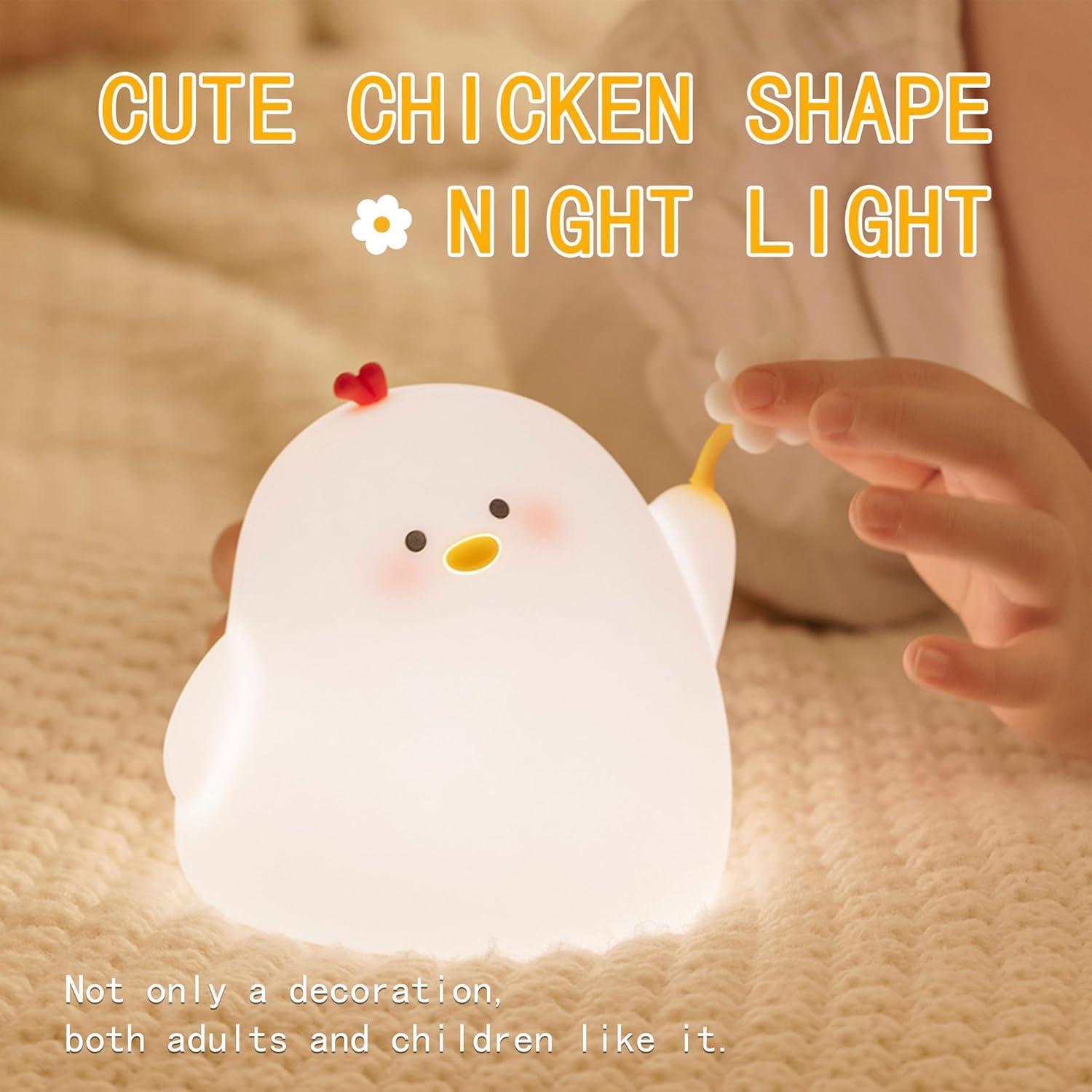 Lámpara de Noche LED Icotoibabie Pollo de Flor 3 Niveles Luz