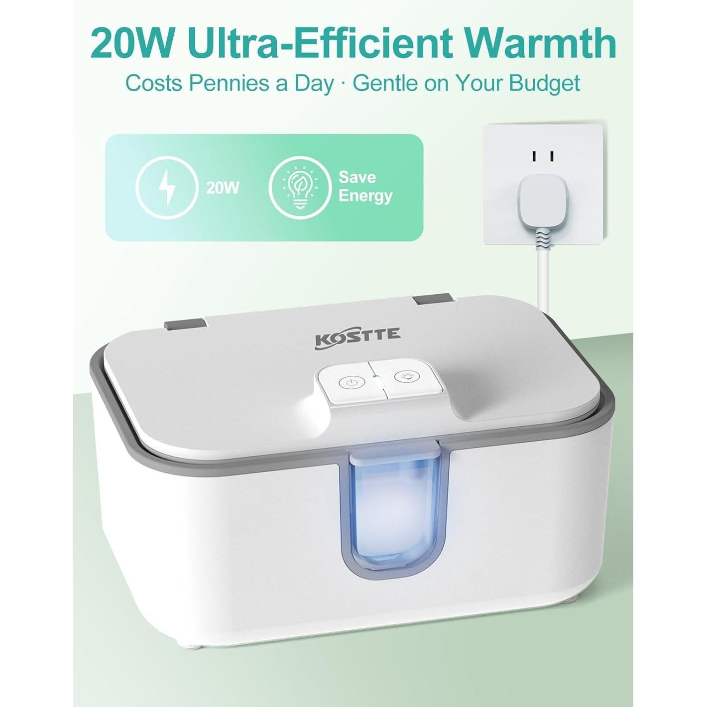 Calentador de Toallitas para Bebés KOSTEE con Luz Nocturna