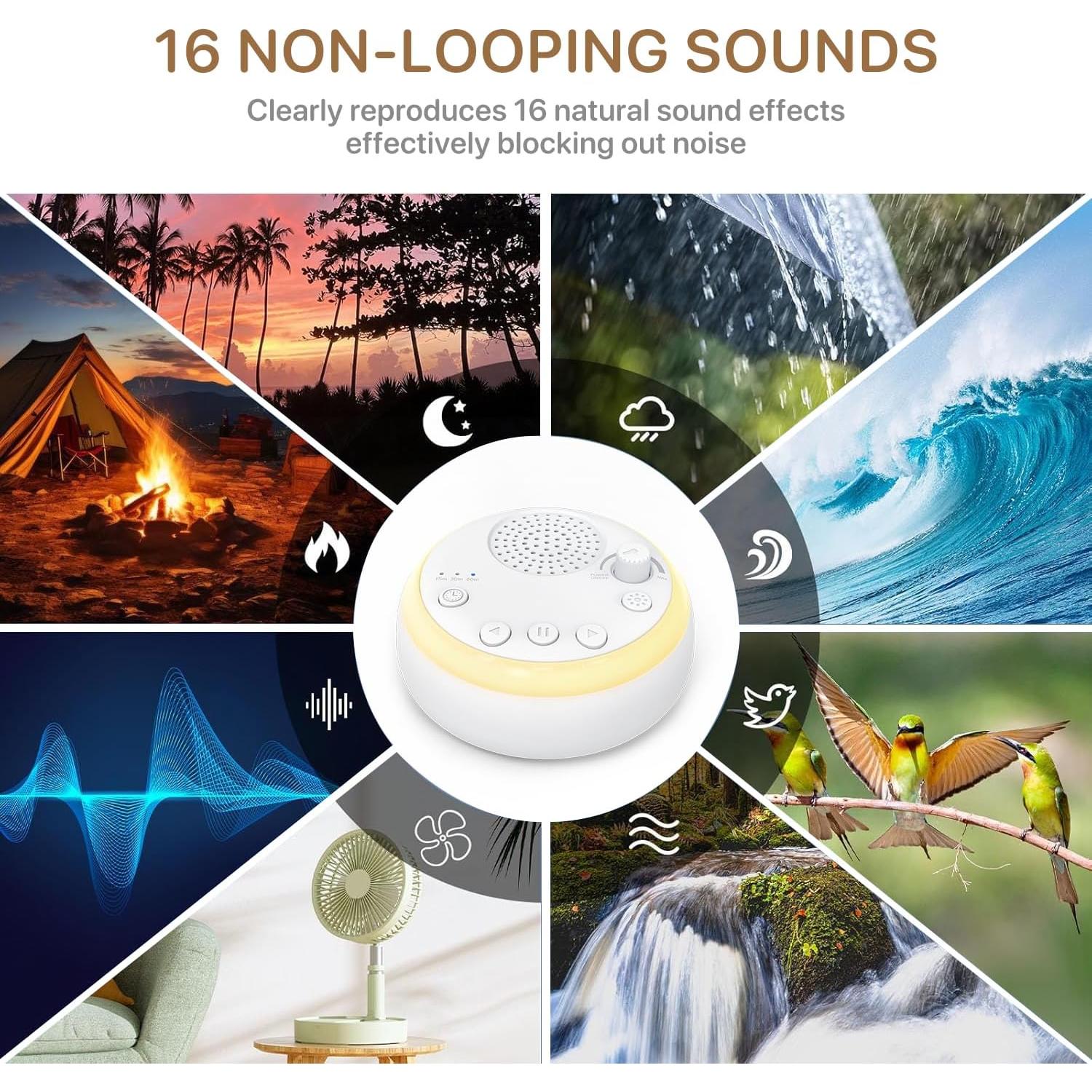 Máquina de Sonido iFamily NC01 para Dormir Bebés - 16 Sonidos, Luz Nocturna