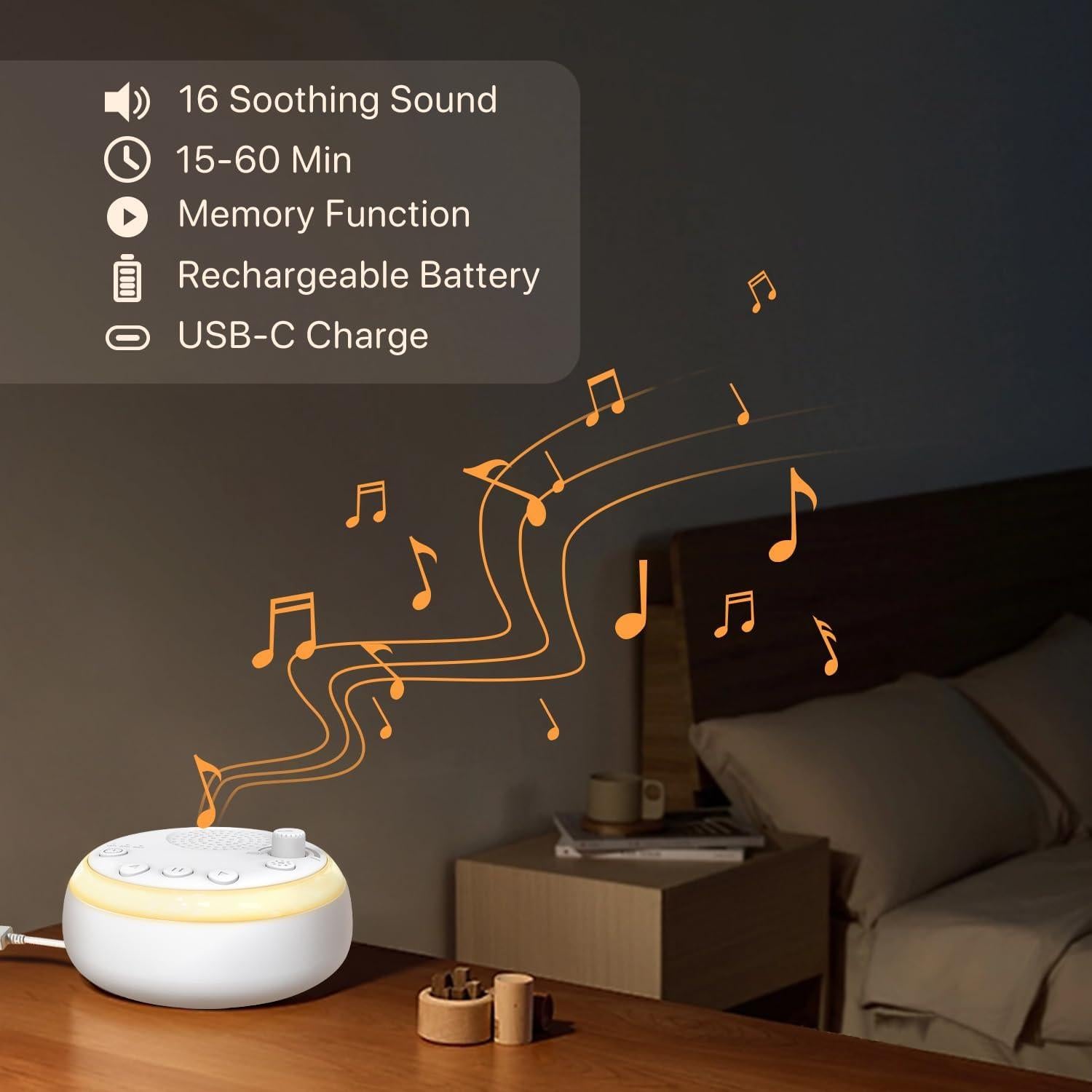 Máquina de Sonido iFamily NC01 para Dormir Bebés - 16 Sonidos, Luz Nocturna