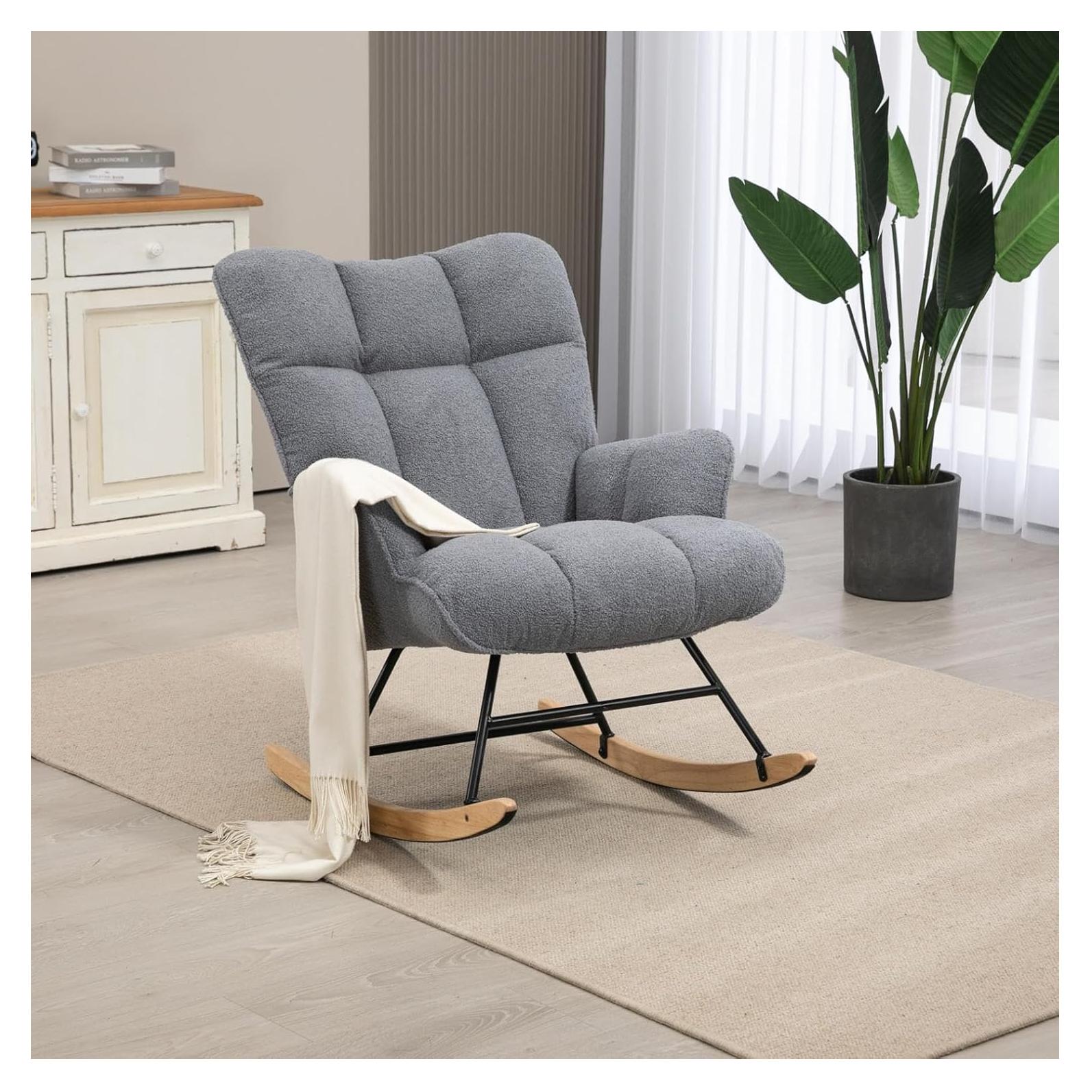 Silla Mecedora Tapizada SAETSFEG Gris Oscuro Ergonomica