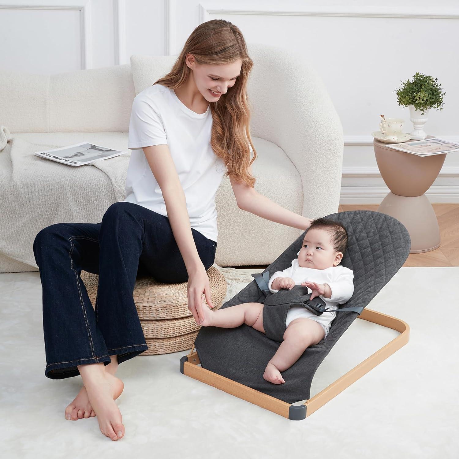 Silla de rebote portátil para bebés ANGELOGJGT gris