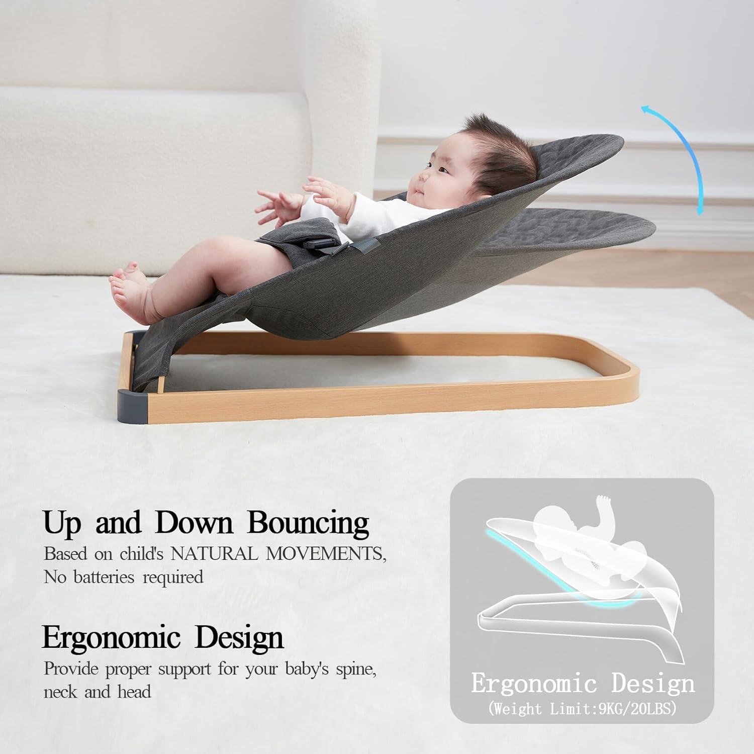 Silla de rebote portátil para bebés ANGELOGJGT gris