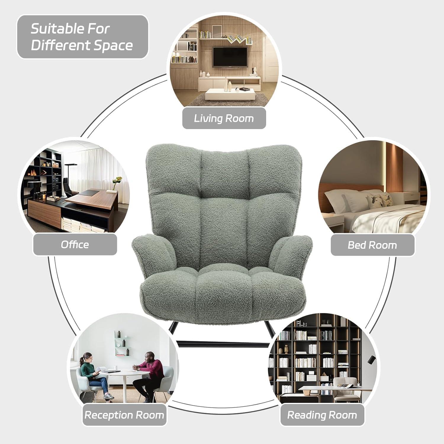 Silla Mecedora AUNEKIV Verde Acolchada Ergonómica para Adultos