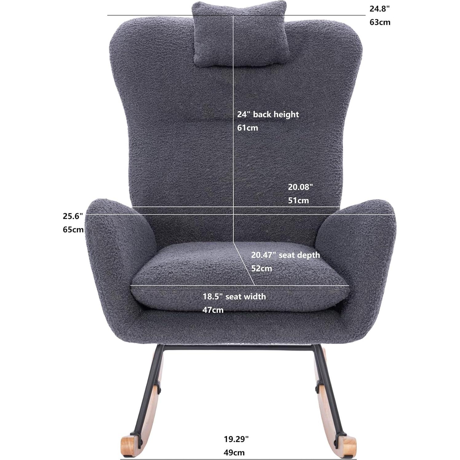 Silla Mecedora Tapizada BJZHH Gris Oscuro Ergonomica