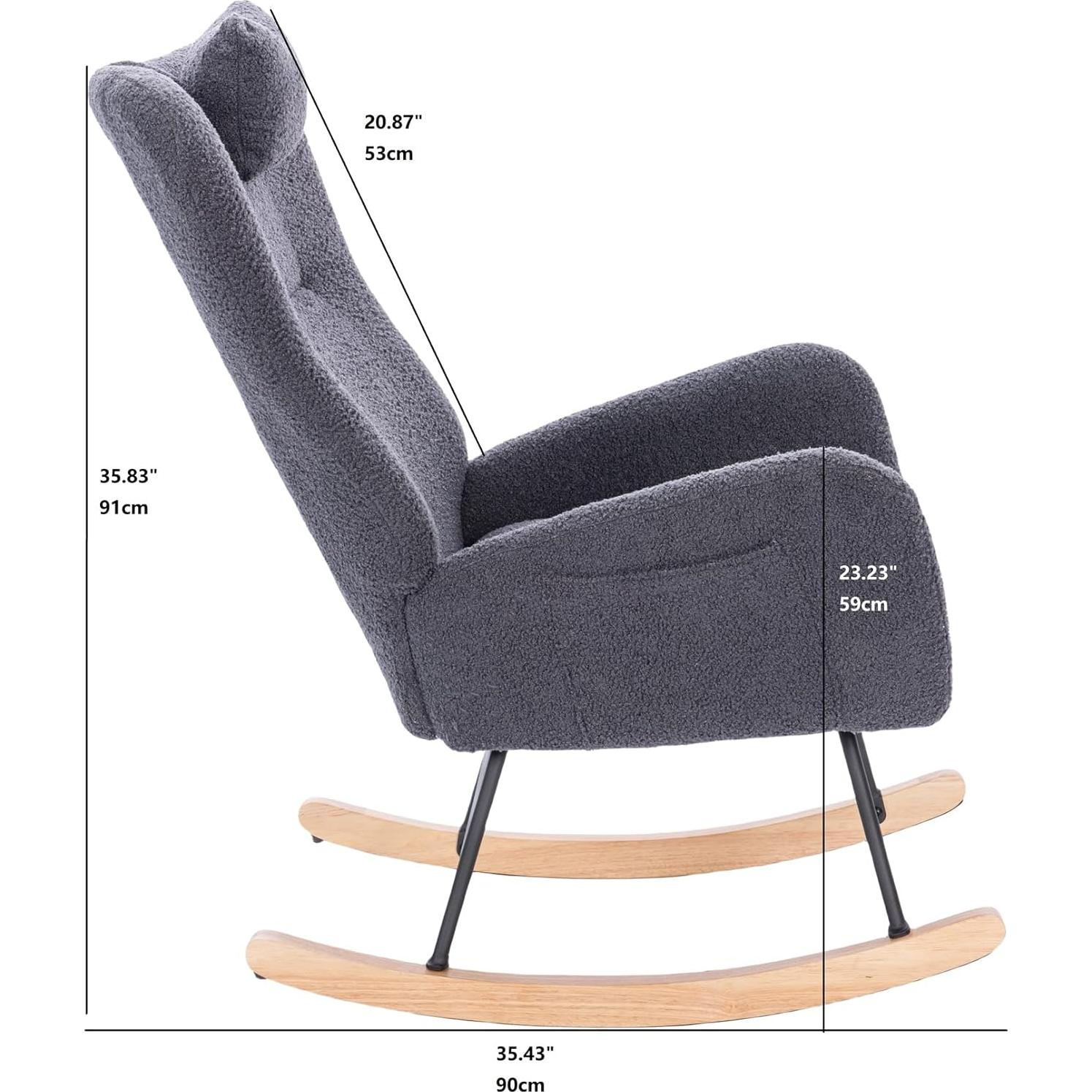 Silla Mecedora Tapizada BJZHH Gris Oscuro Ergonomica