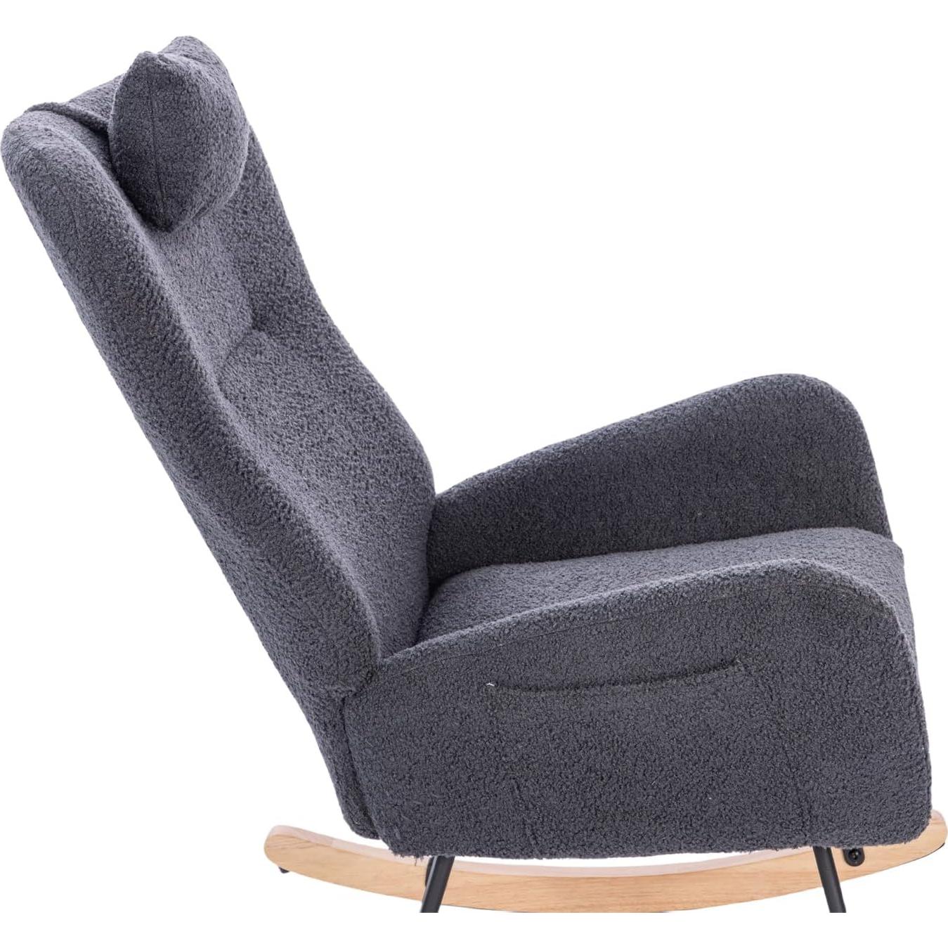 Silla Mecedora Tapizada BJZHH Gris Oscuro Ergonomica