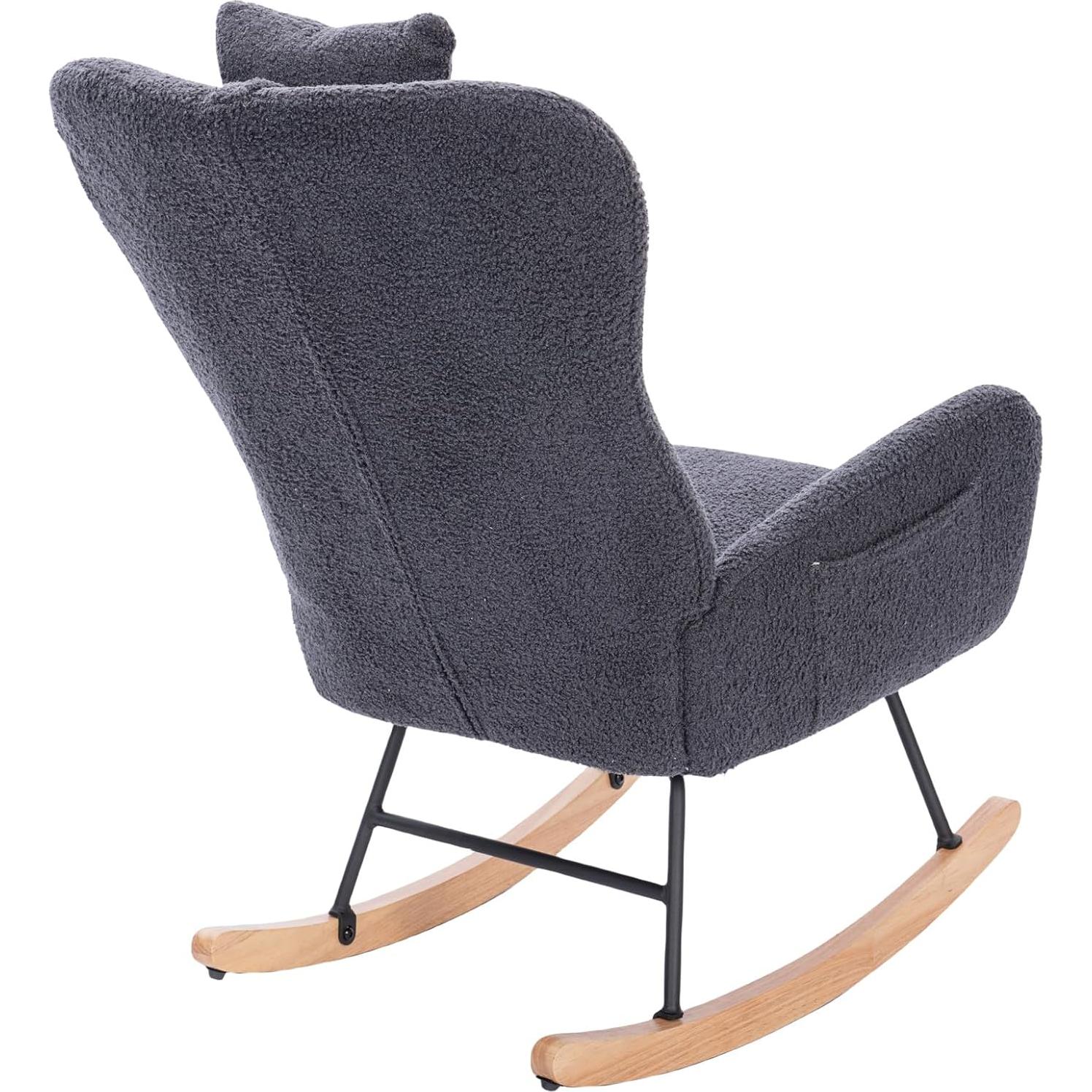 Silla Mecedora Tapizada BJZHH Gris Oscuro Ergonomica