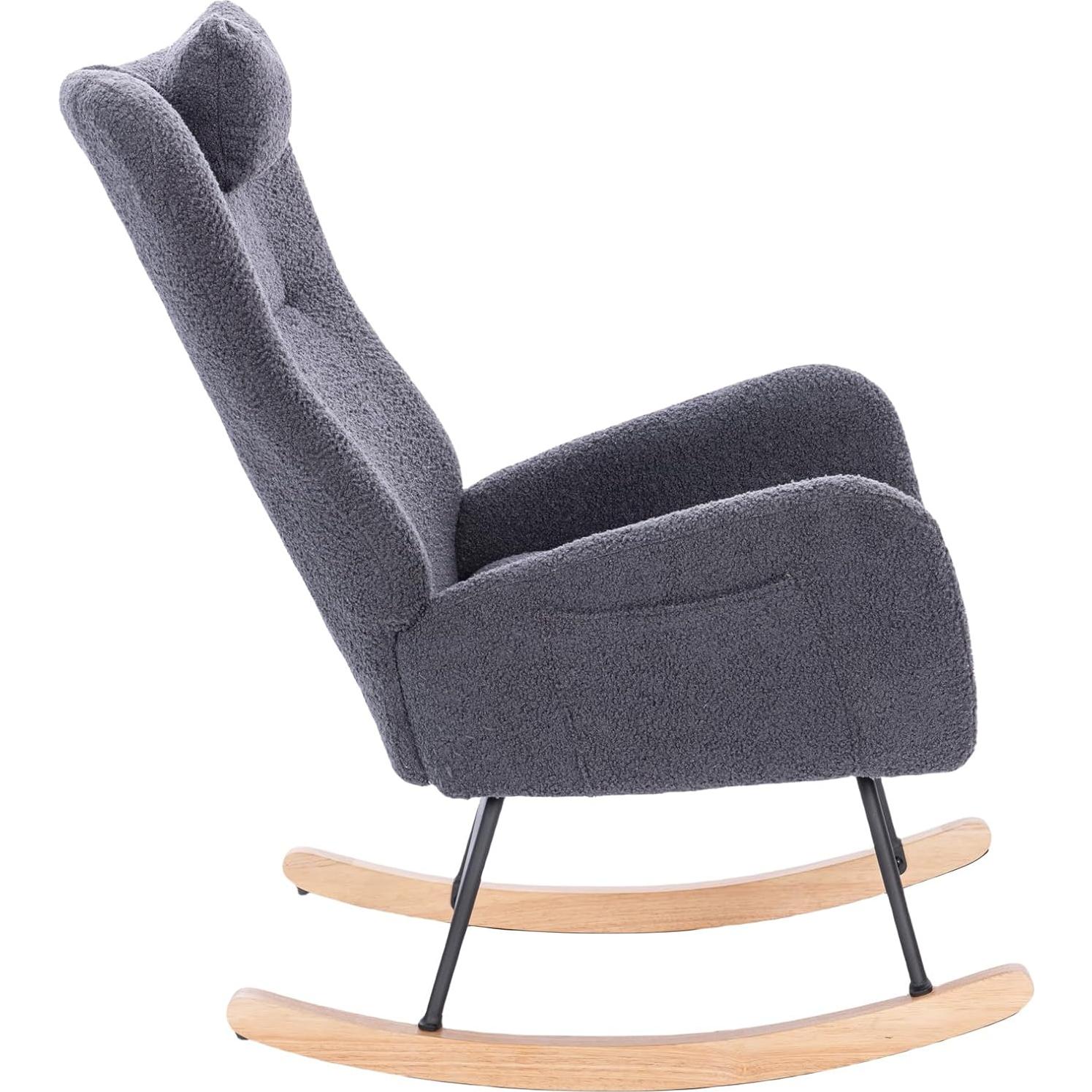 Silla Mecedora Tapizada BJZHH Gris Oscuro Ergonomica