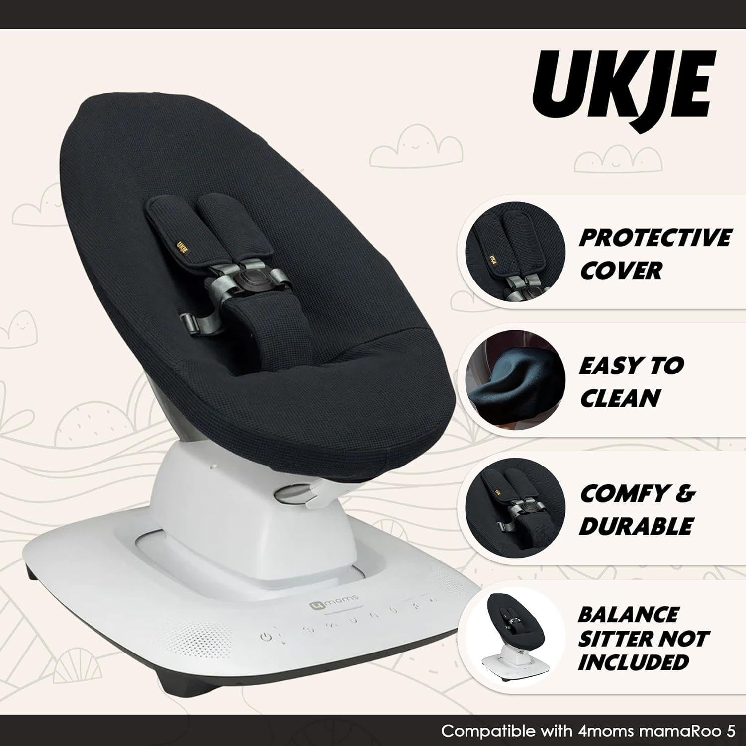 Cubierta Protectora Ukje para Columpio 4moms mamaRoo 5 - Negro