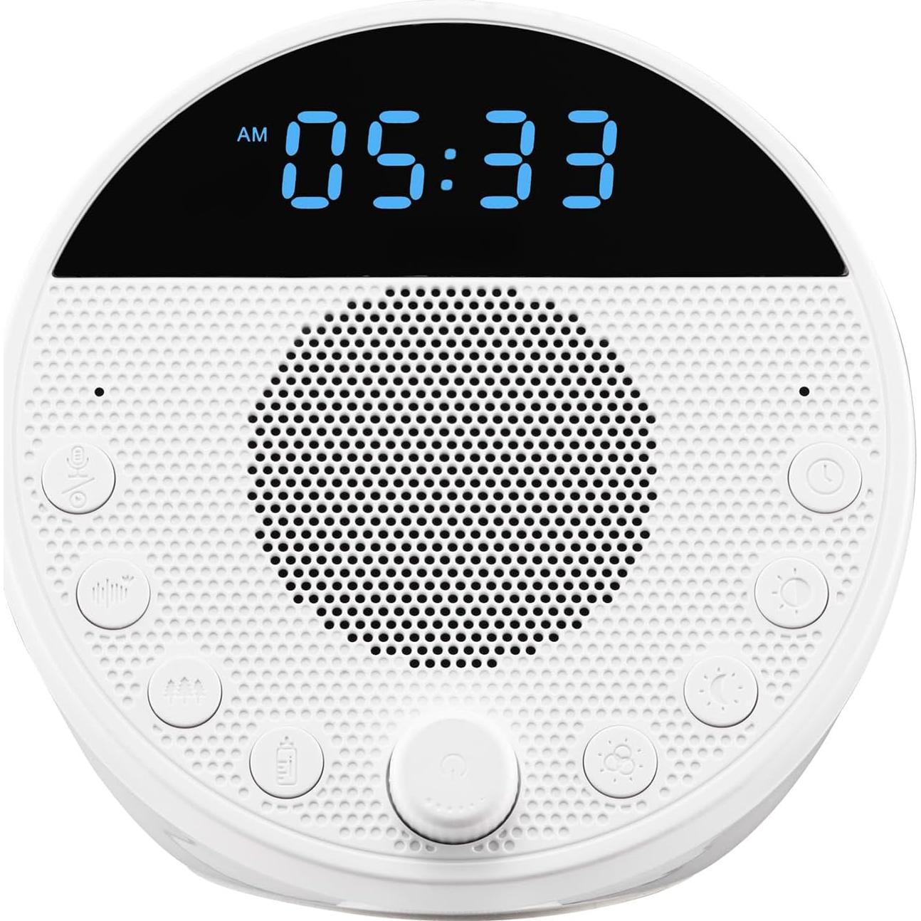 VEVOR Sound Machine, 18 Soothing Sleep Sounds, 7-Color Night Light, 6-in-1 White Noise Sound Machine with Dual Alarms, APP, Auto-Off Timer and Memory Function, for Baby, Adults, Home, Office & Travel