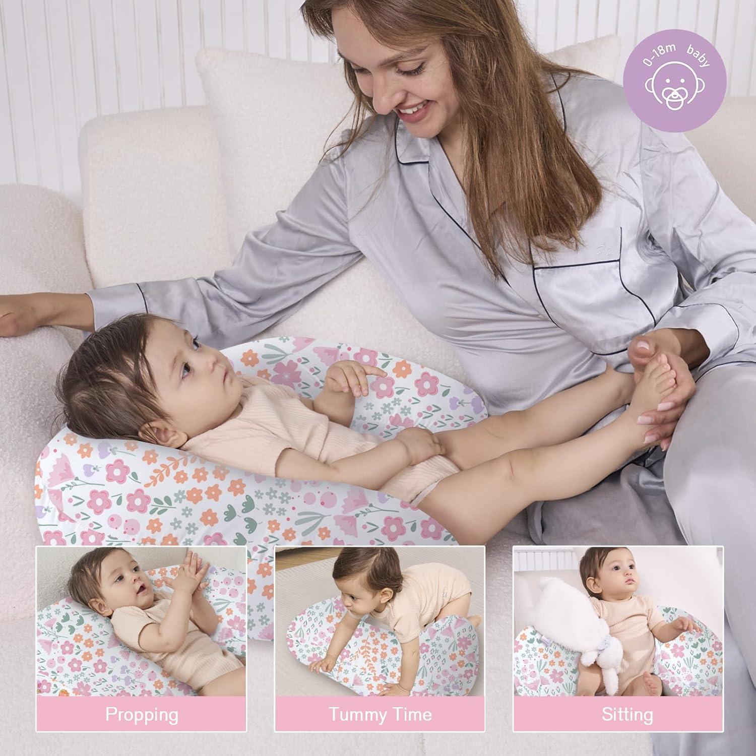 Almohada de Lactancia Ergonómica Floral 61x46 cm - Pequeña Almohada de Uva