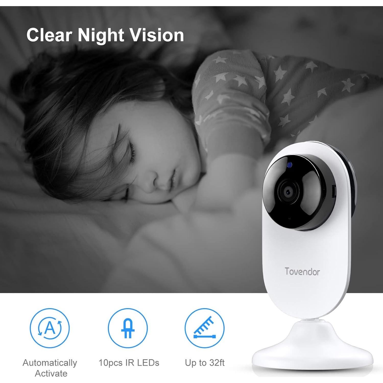 Cámara de Seguridad WiFi Tovendor 1080P con Audio Bidireccional