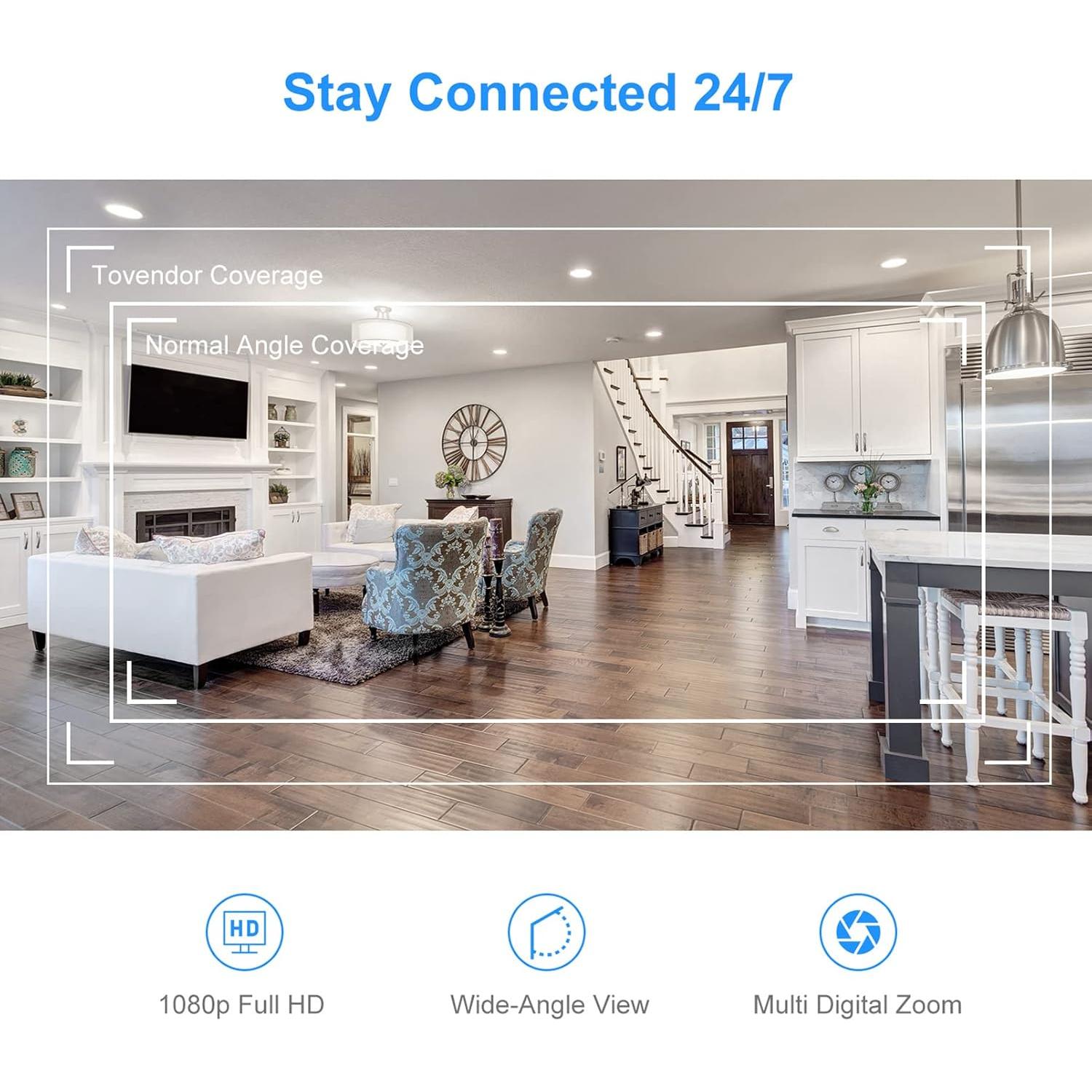 Cámara de Seguridad WiFi Tovendor 1080P con Audio Bidireccional