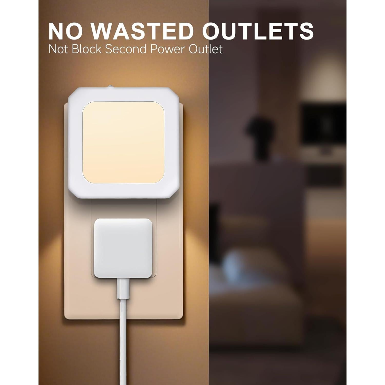 Luz Nocturna Enchufable FONSHUKYY Paquete de 2 LED Regulable