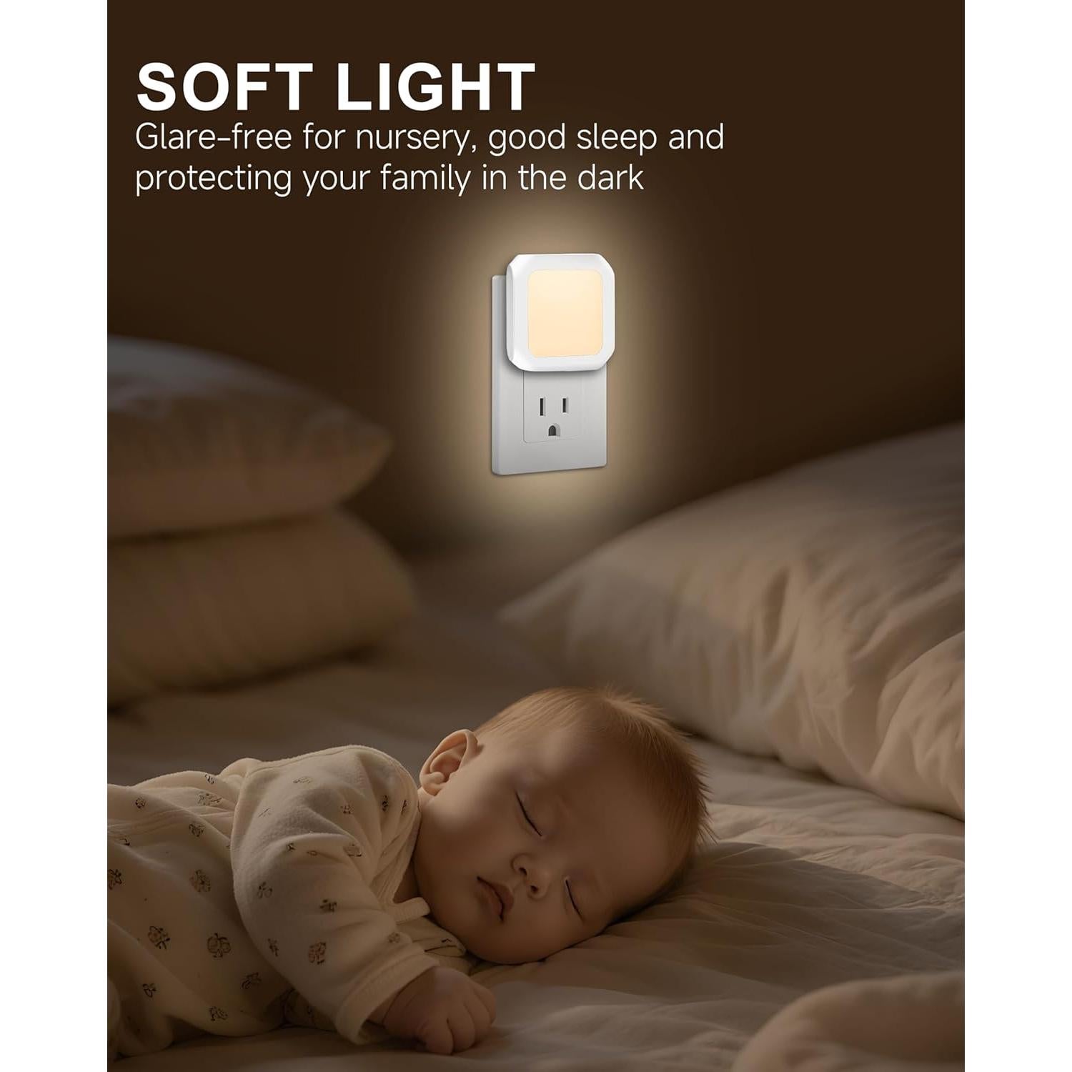 Luz Nocturna Enchufable FONSHUKYY Paquete de 2 LED Regulable