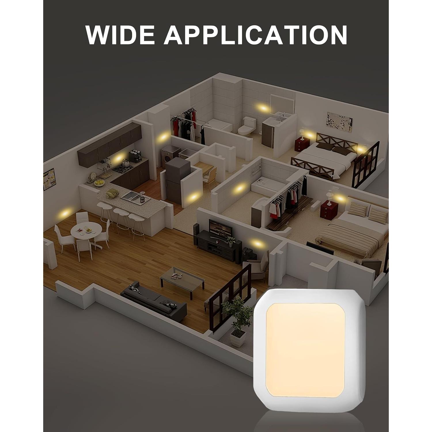 Luz Nocturna Enchufable FONSHUKYY Paquete de 2 LED Regulable