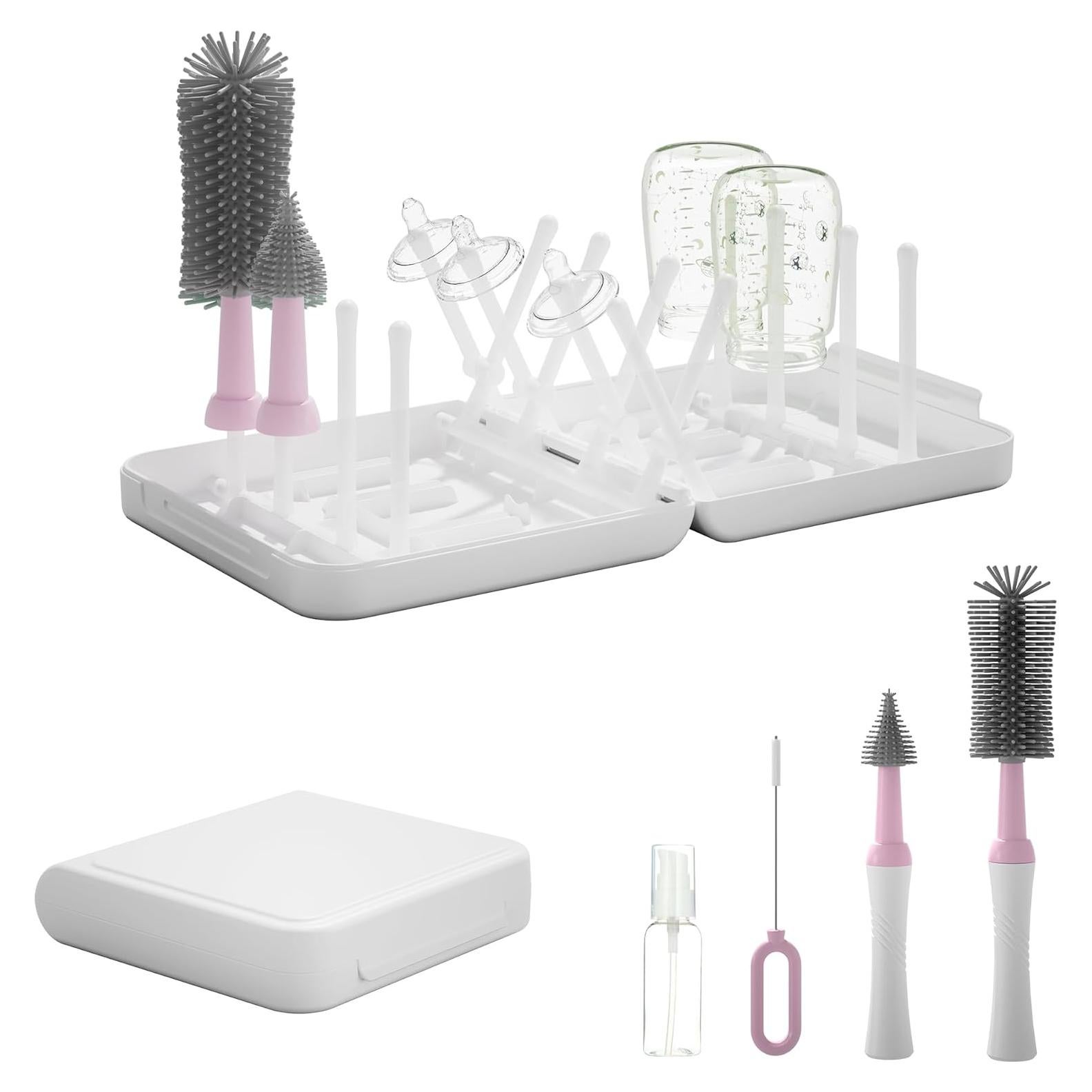 Juego de cepillos para biberones WHNL con soporte secado 5 en 1