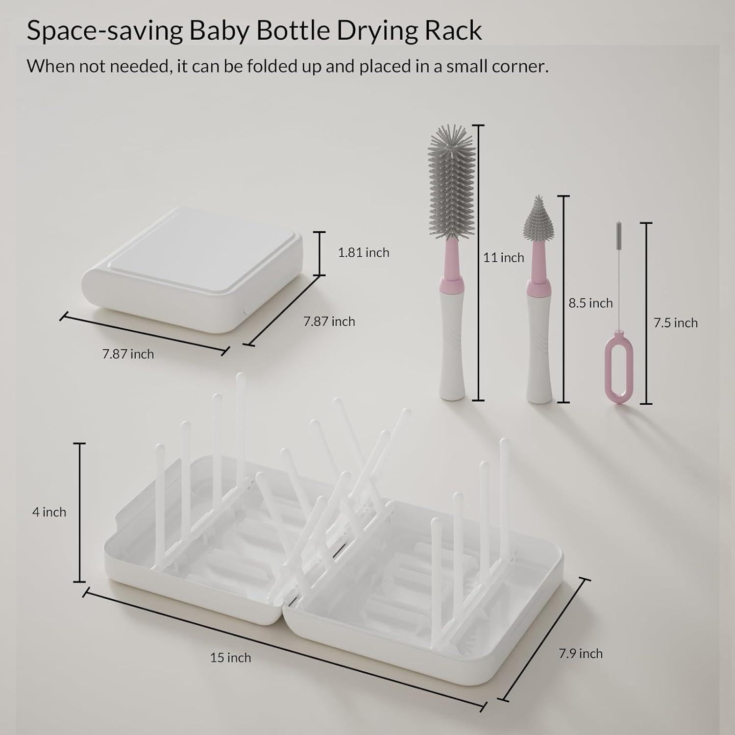 Juego de cepillos para biberones WHNL con soporte secado 5 en 1