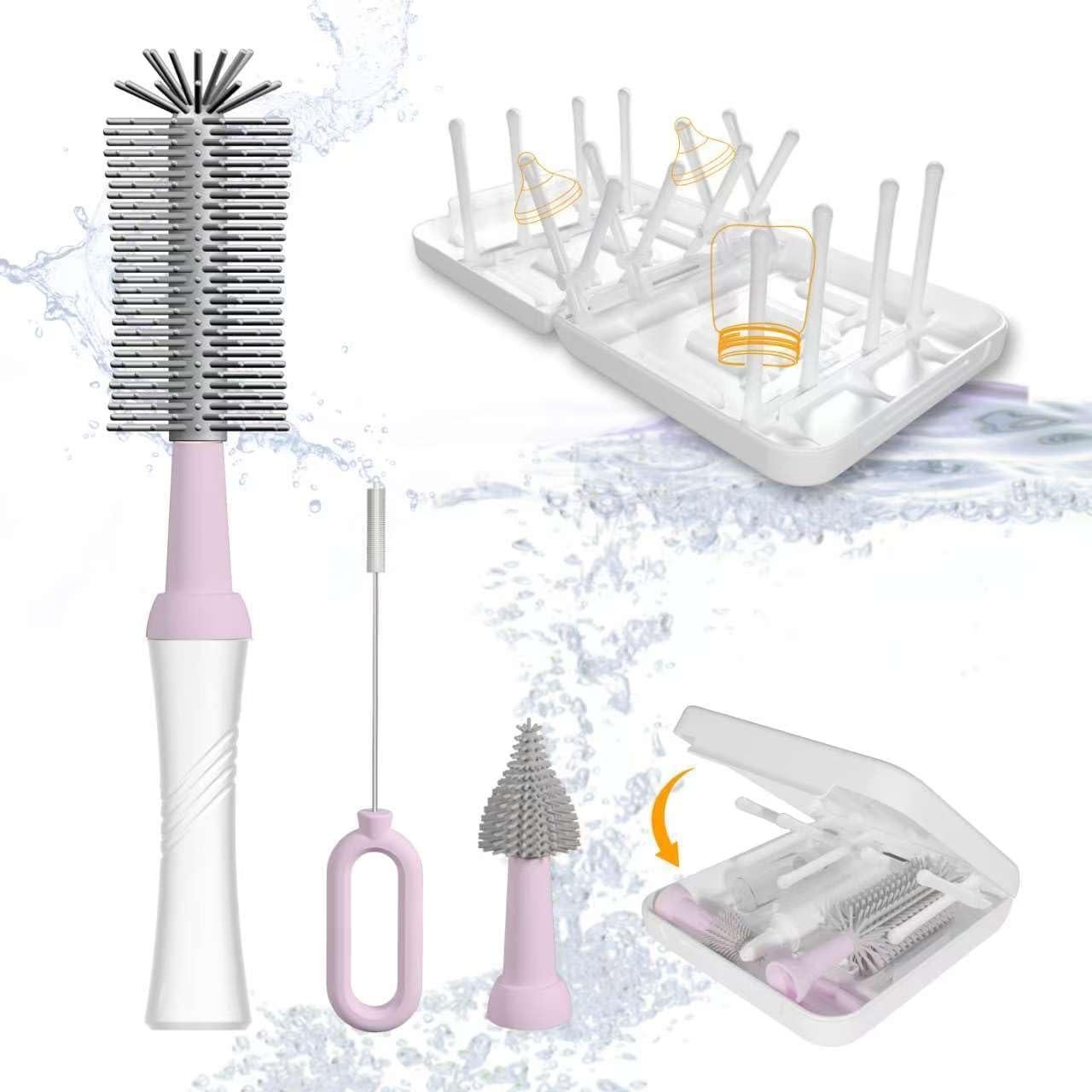 Juego de cepillos para biberones WHNL con soporte secado 5 en 1