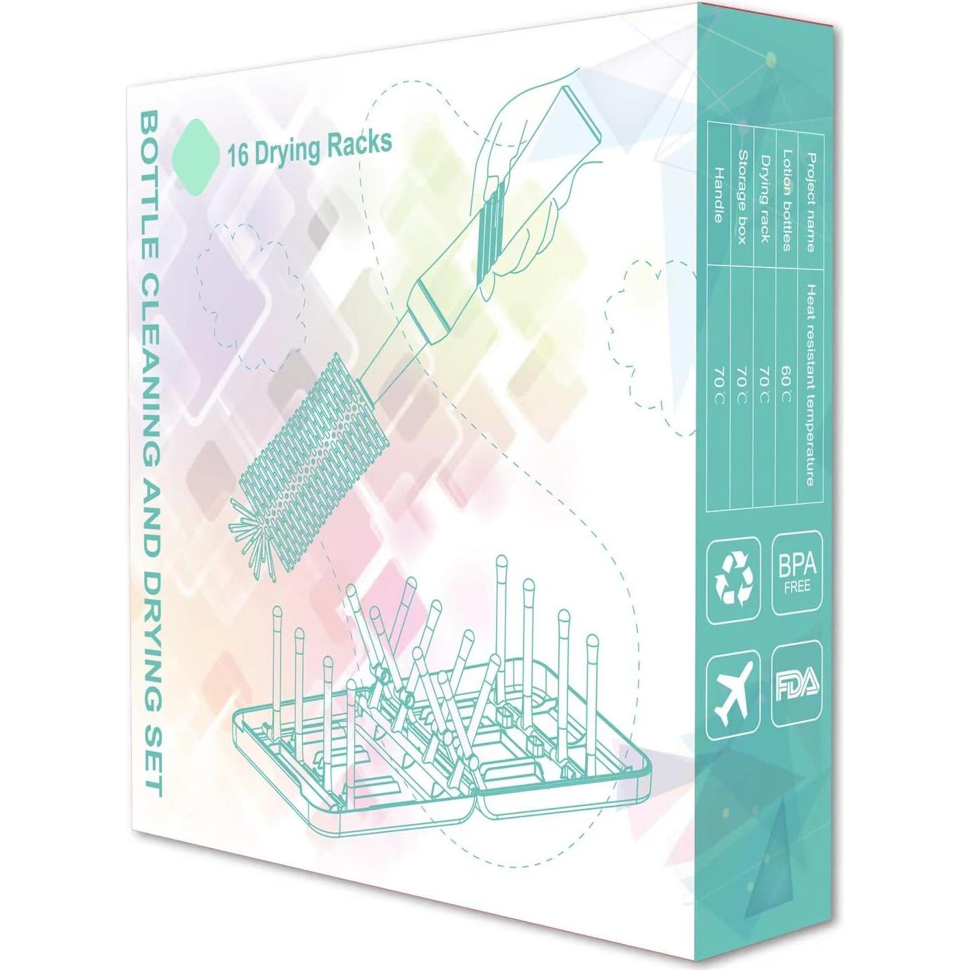 Juego de cepillos para biberones WHNL con soporte secado 5 en 1