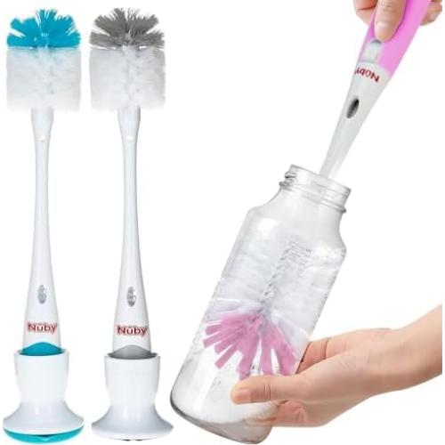 Cepillo para Botellas Nuby 2 Paquete con Soporte - Colores Varios