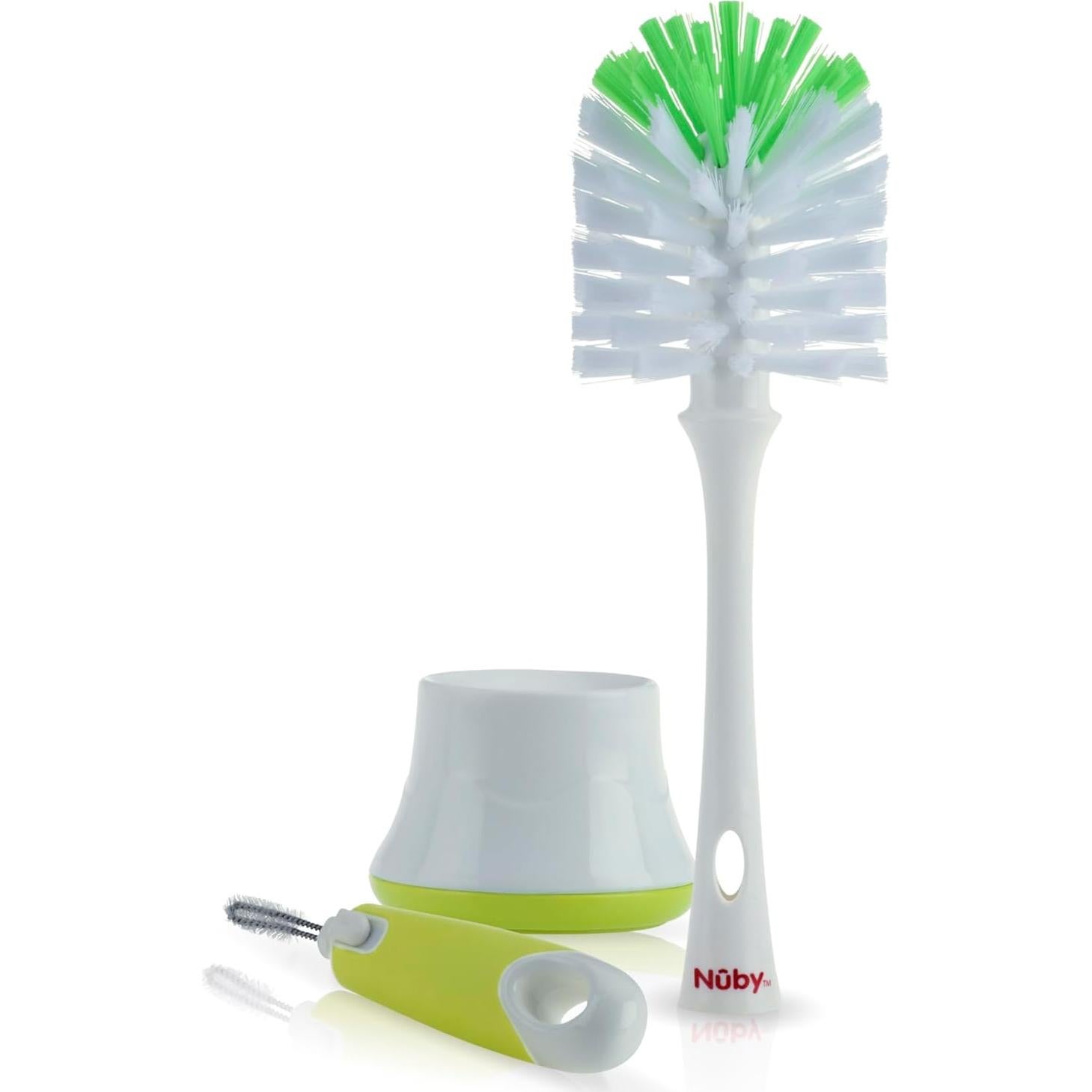 Cepillo para Botellas Nuby 2 Paquete con Soporte - Colores Varios